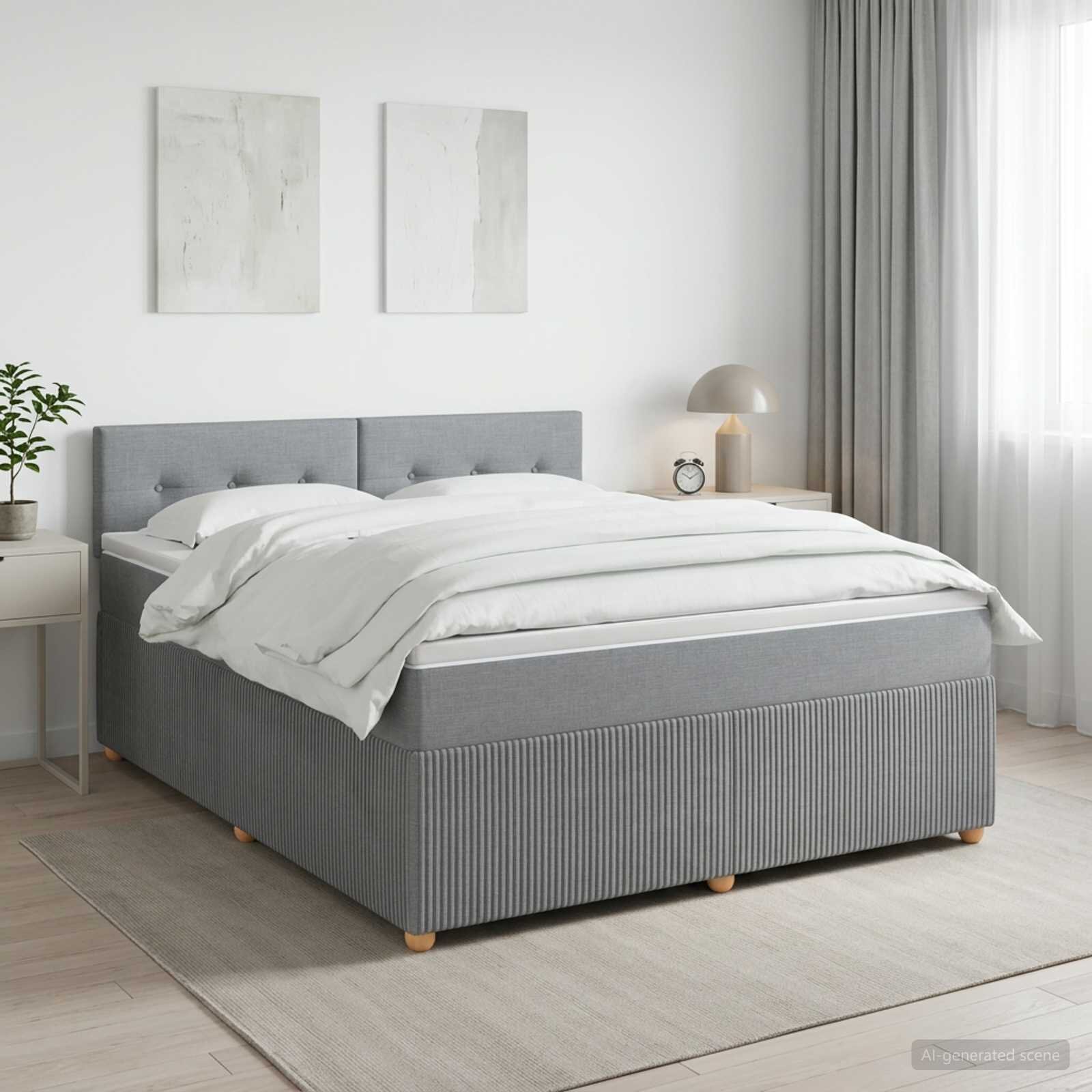vidaXL Континентално легло с матрак Светлосиво 160 x 200 cm Текстил