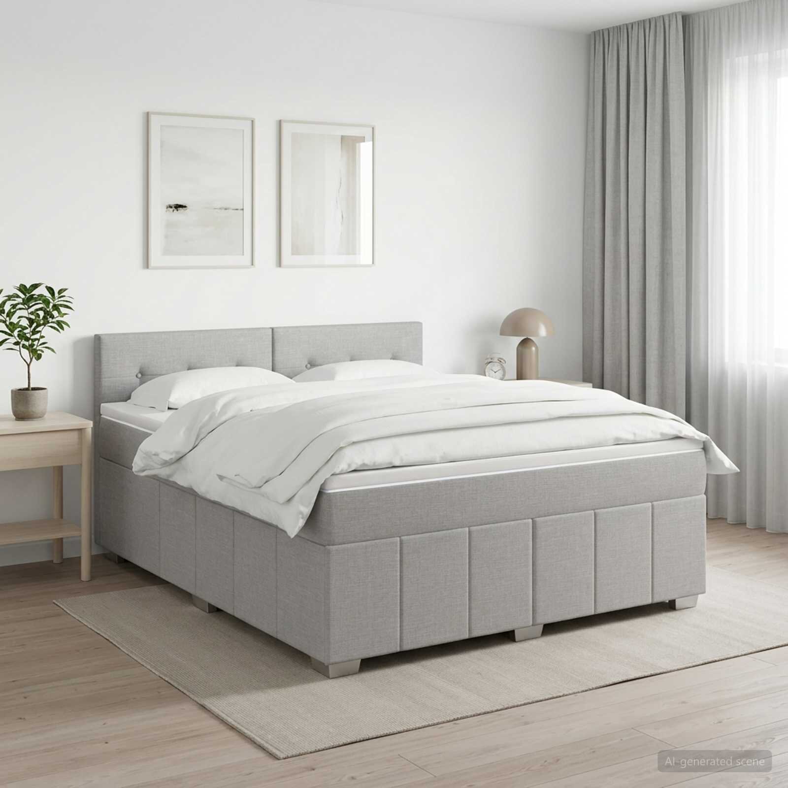 vidaXL Континентално легло с матрак Светлосиво 180 x 200 cm Текстил