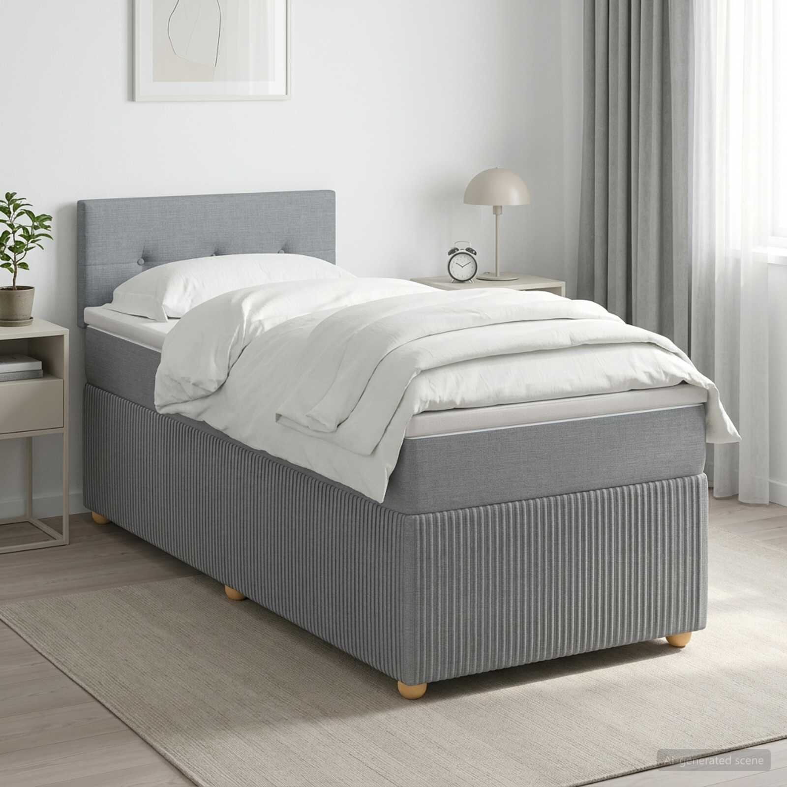 vidaXL Континентално легло с матрак Светлосиво 90 x 190 cm Текстил