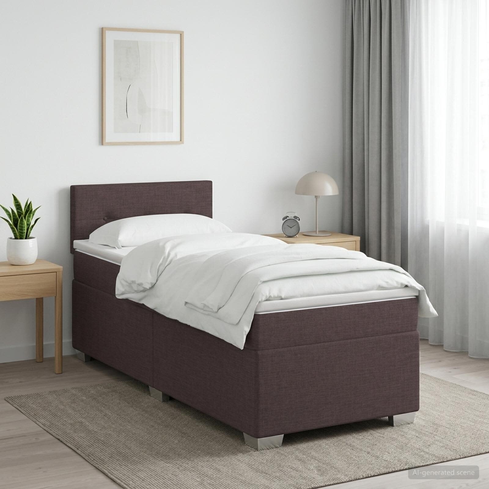 vidaXL Континентално легло с матрак Тъмен кафяв 100 x 200 cm Текстил