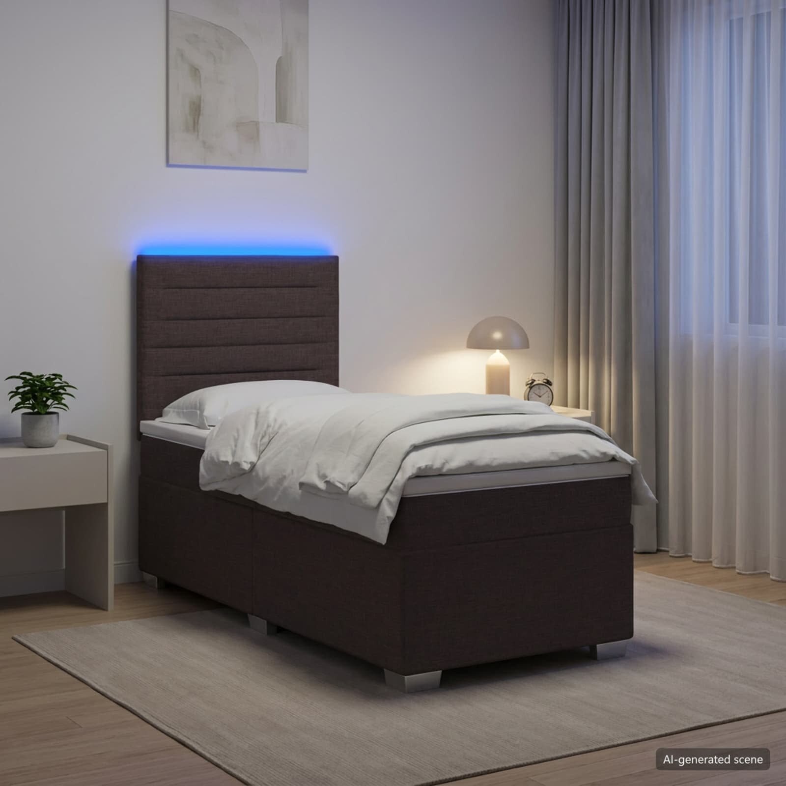 vidaXL Континентално легло с матрак Тъмен кафяв 100 x 200 cm Текстил