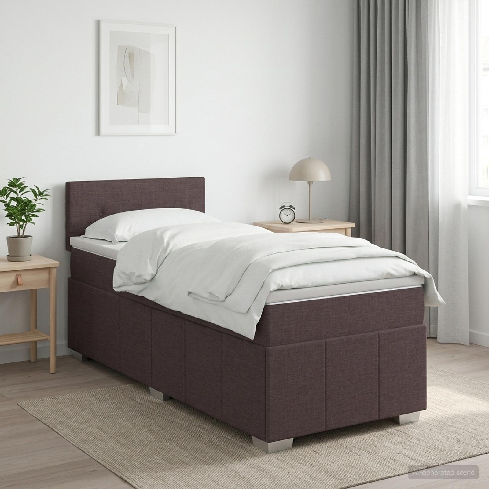 vidaXL Континентално легло с матрак Тъмен кафяв 100 x 200 cm Текстил