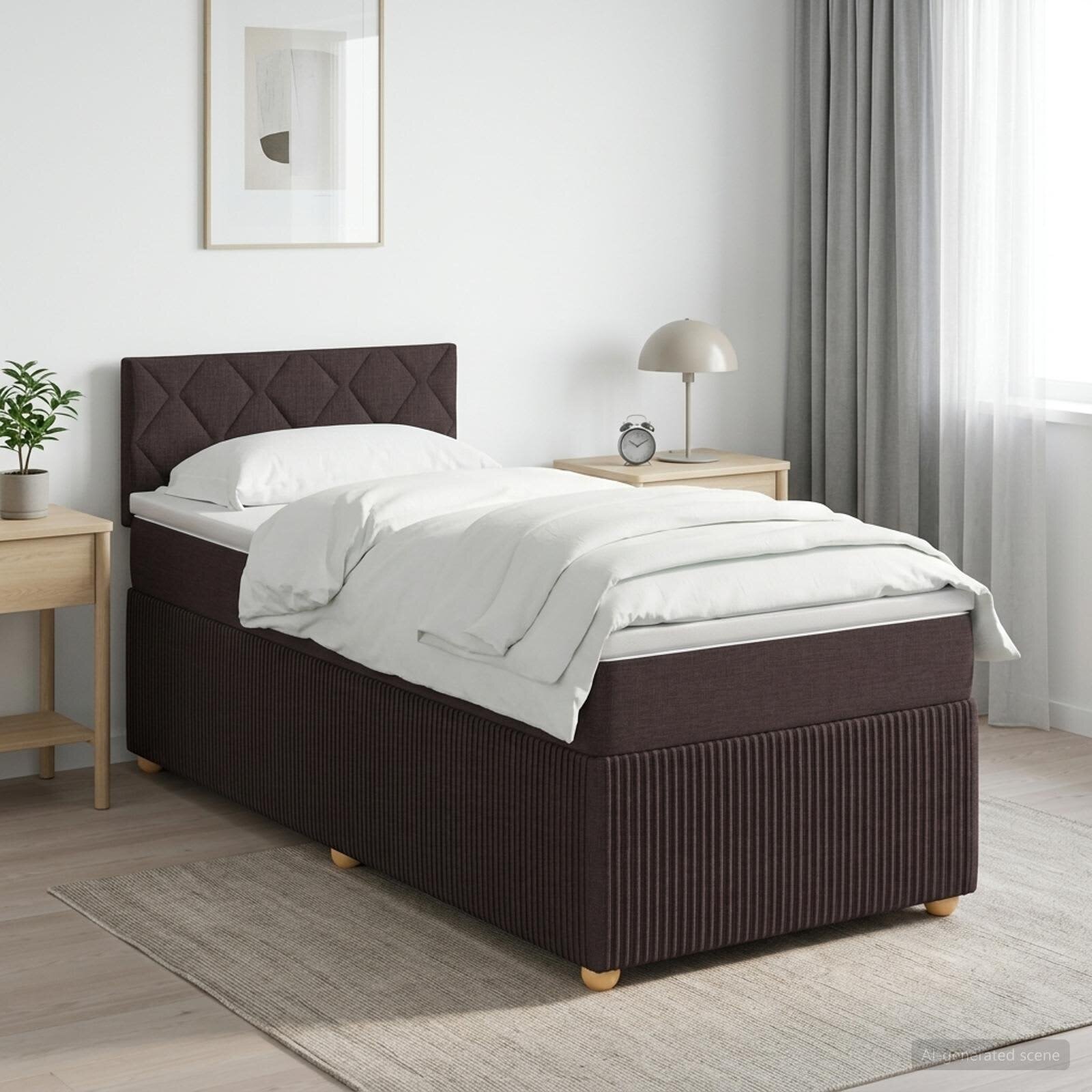 vidaXL Континентално легло с матрак Тъмен кафяв 100 x 200 cm Текстил