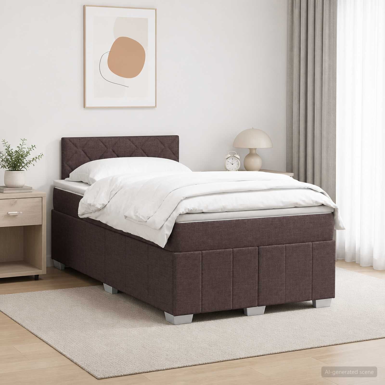 vidaXL Континентално легло с матрак Тъмен кафяв 120 x 190 cm Текстил