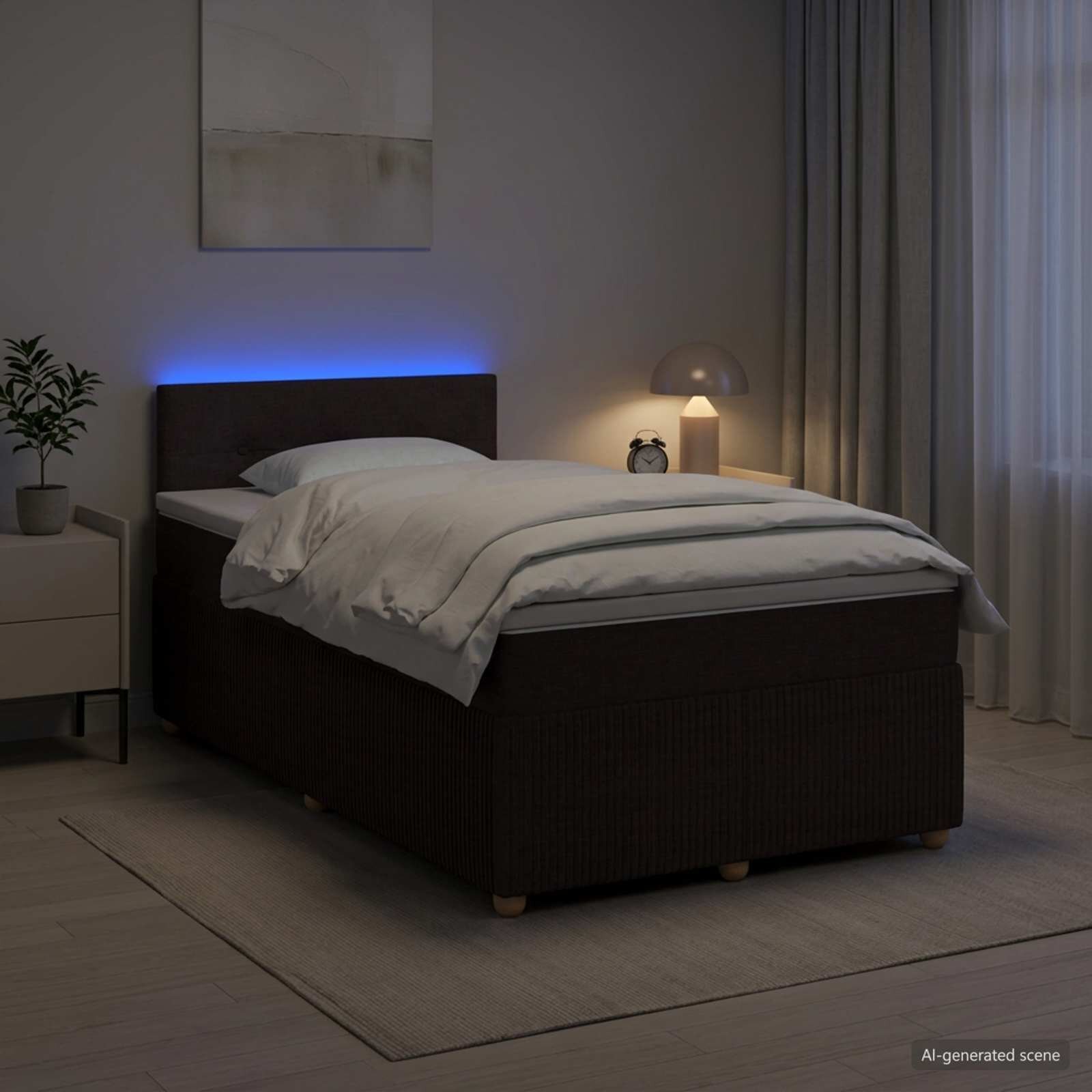 vidaXL Континентално легло с матрак Тъмен кафяв 120 x 190 cm Текстил