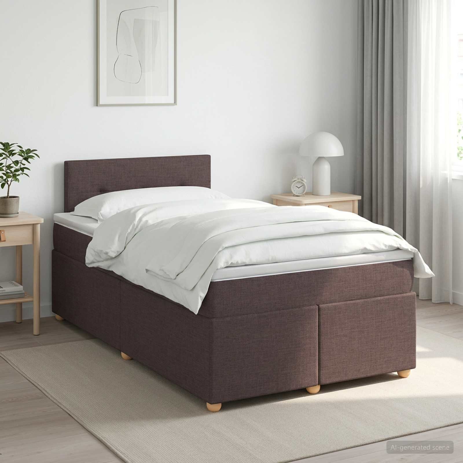 vidaXL Континентално легло с матрак Тъмен кафяв 120 x 190 cm Текстил
