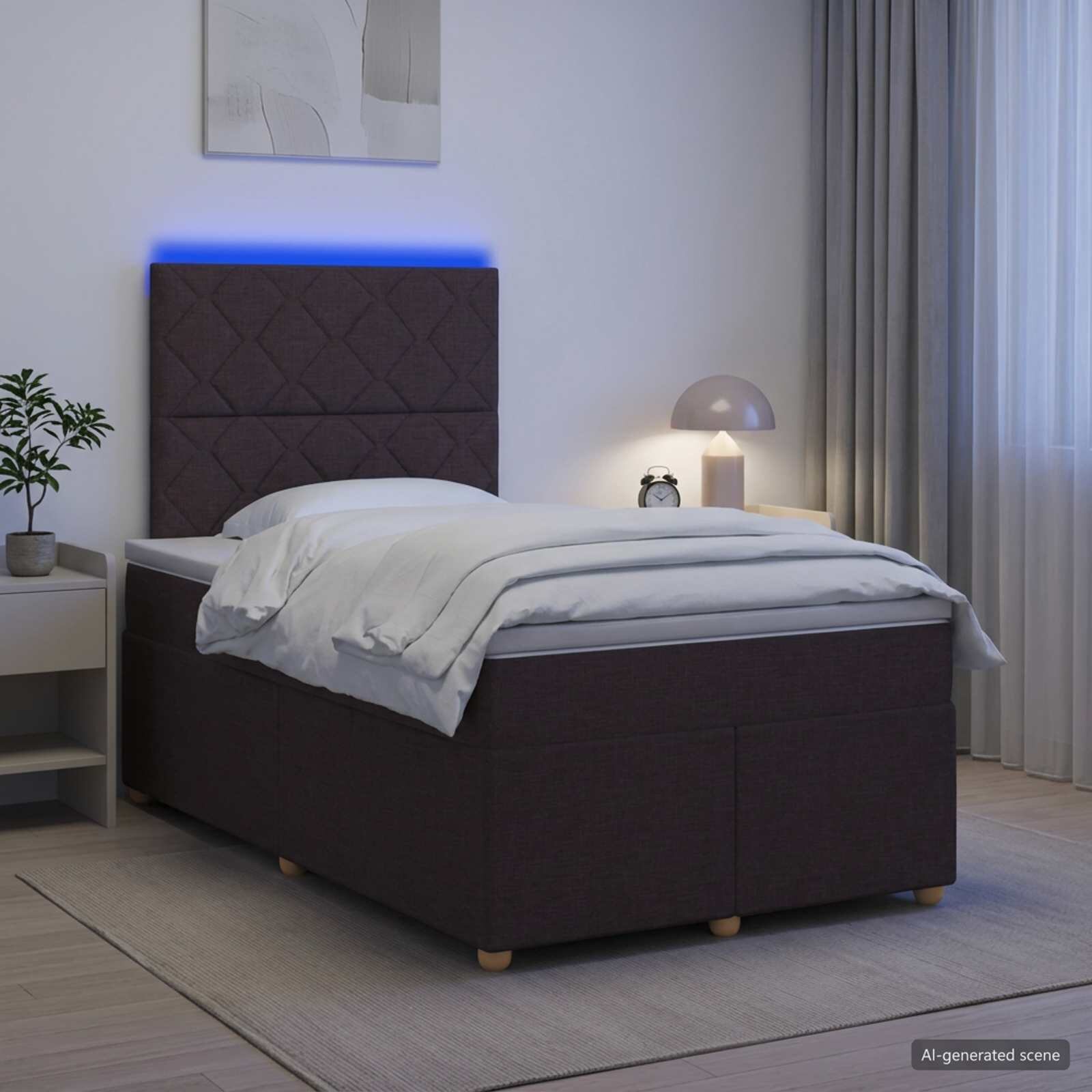 vidaXL Континентално легло с матрак Тъмен кафяв 120 x 190 cm Текстил