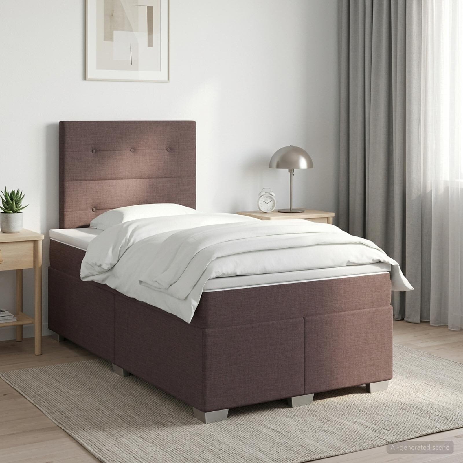 vidaXL Континентално легло с матрак Тъмен кафяв 120 x 190 cm Текстил