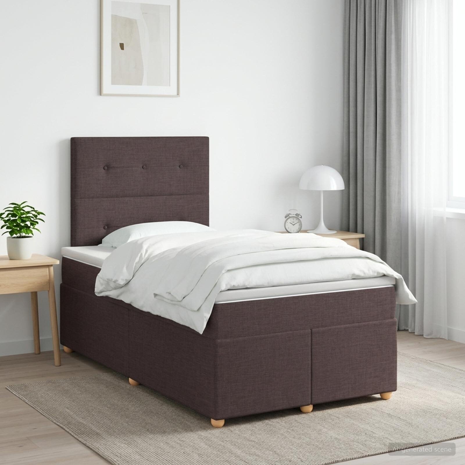 vidaXL Континентално легло с матрак Тъмен кафяв 120 x 190 cm Текстил