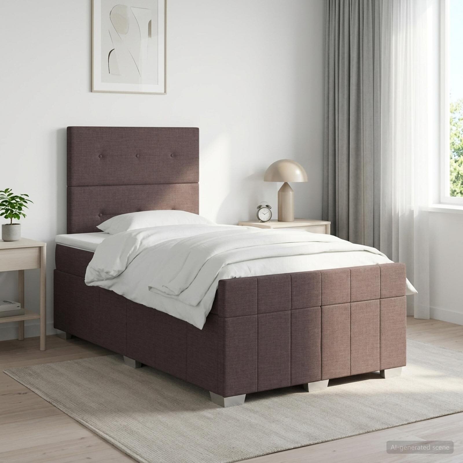 vidaXL Континентално легло с матрак Тъмен кафяв 120 x 190 cm Текстил