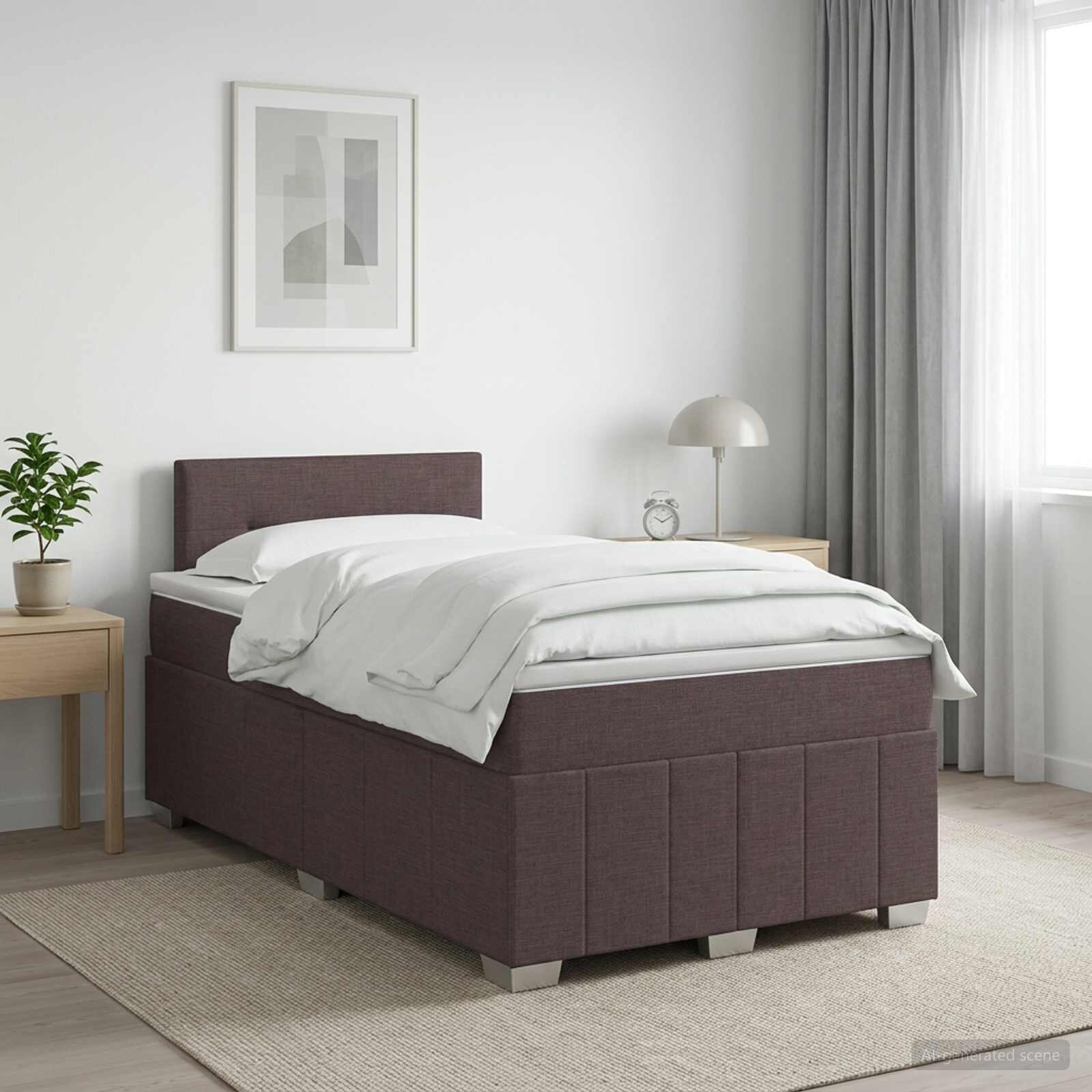 vidaXL Континентално легло с матрак Тъмен кафяв 120 x 190 cm Текстил