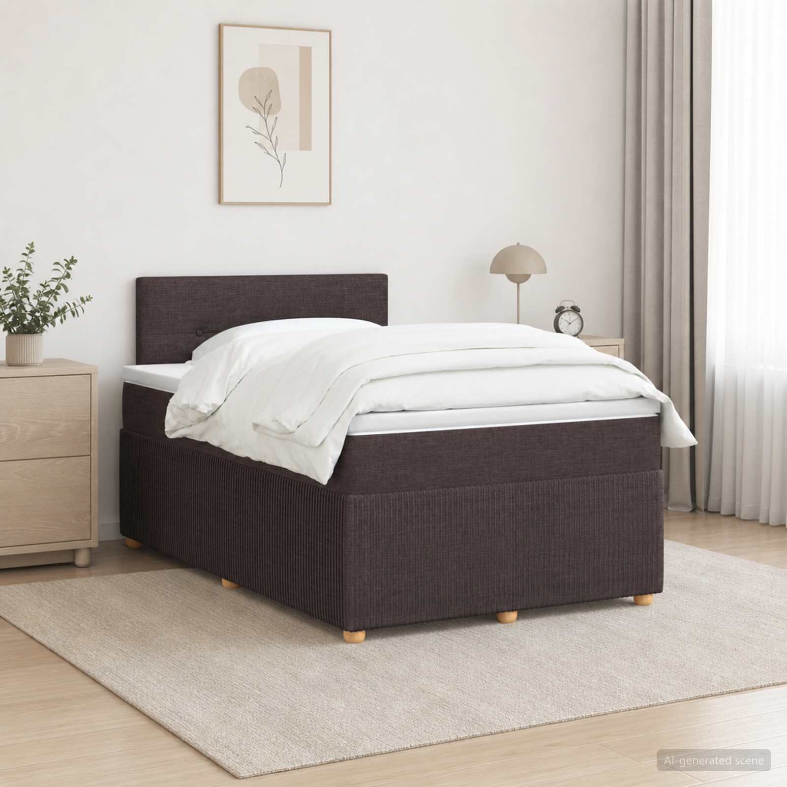 vidaXL Континентално легло с матрак Тъмен кафяв 120 x 190 cm Текстил