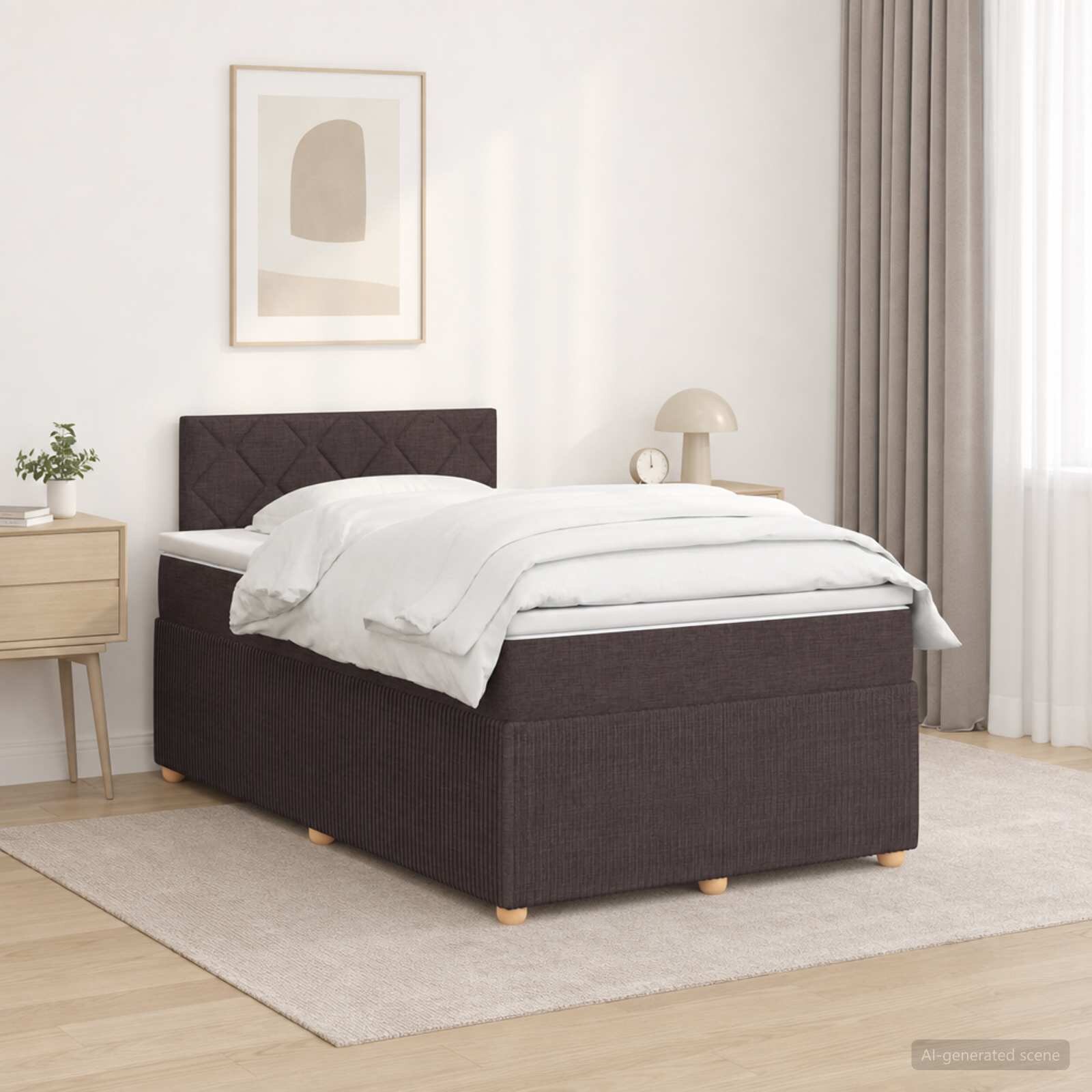 vidaXL Континентално легло с матрак Тъмен кафяв 120 x 190 cm Текстил