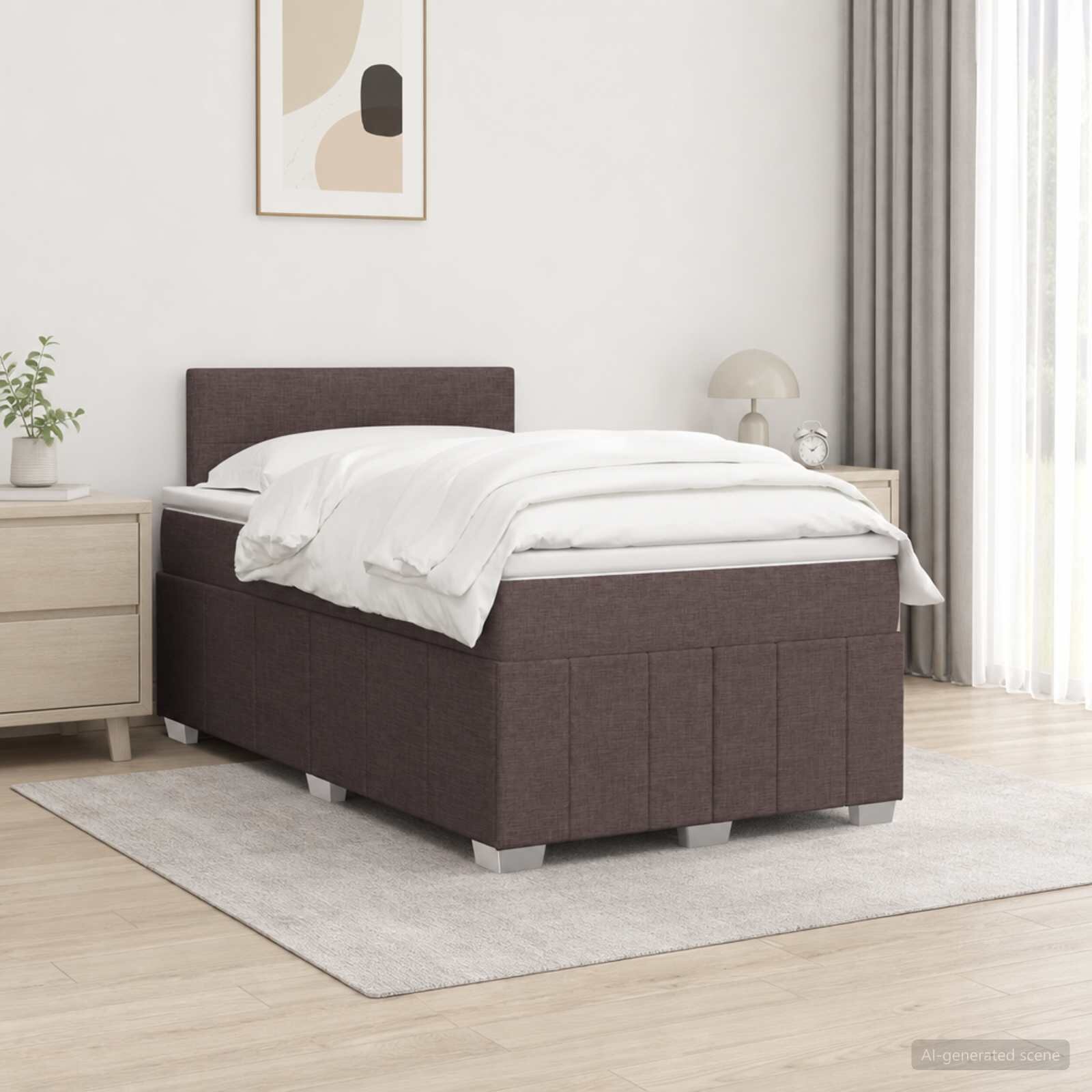 vidaXL Континентално легло с матрак Тъмен кафяв 120 x 200 cm Текстил