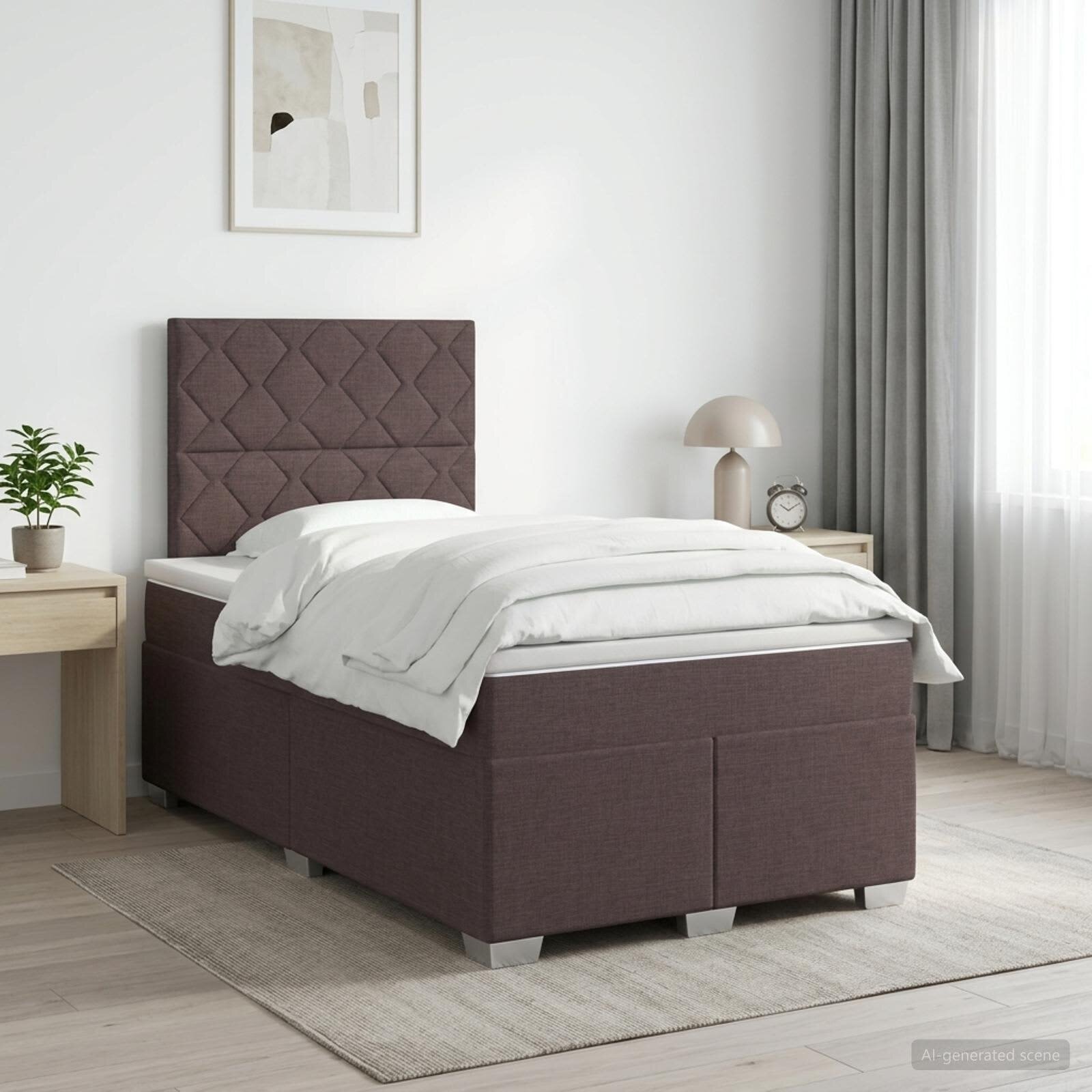 vidaXL Континентално легло с матрак Тъмен кафяв 120 x 200 cm Текстил