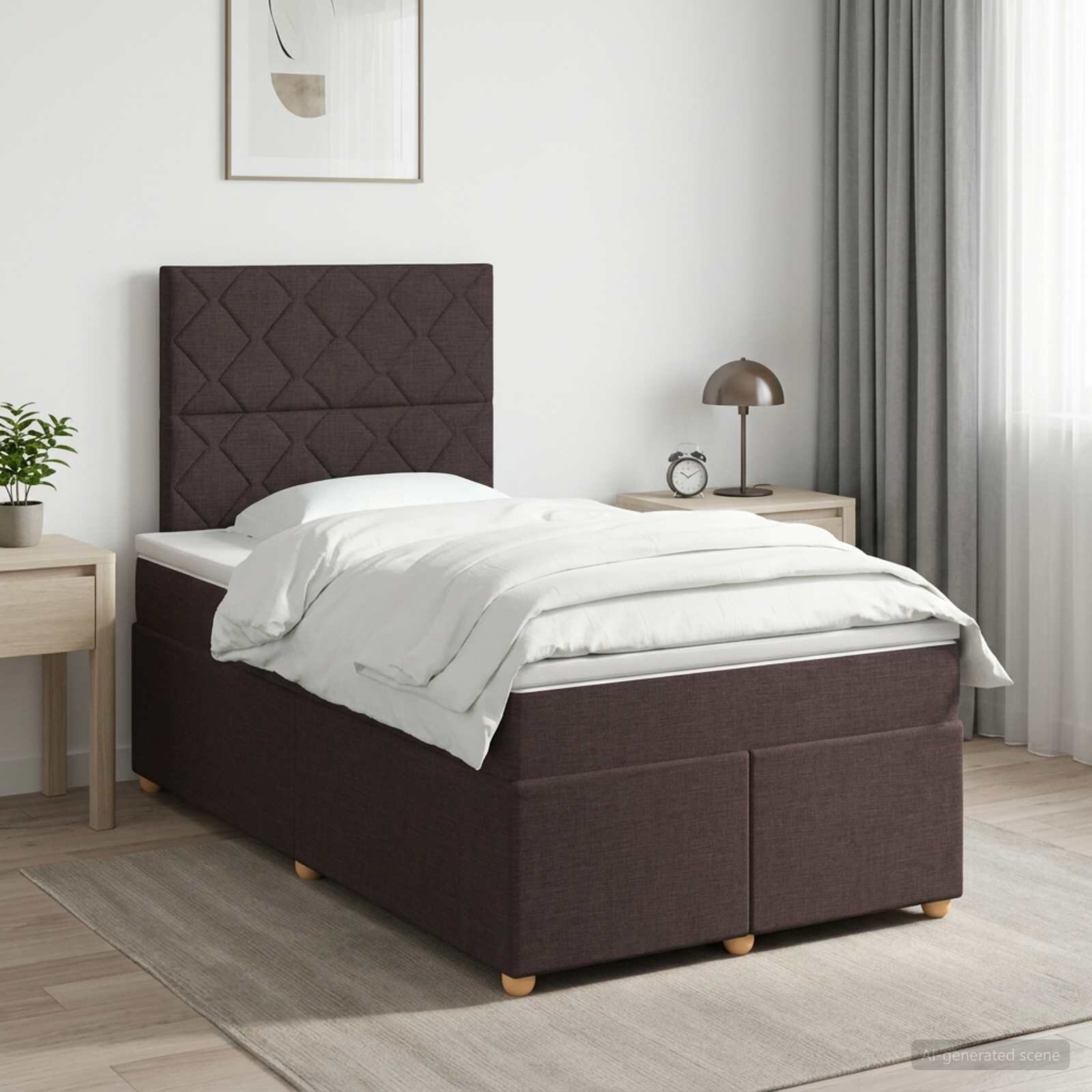 vidaXL Континентално легло с матрак Тъмен кафяв 120 x 200 cm Текстил