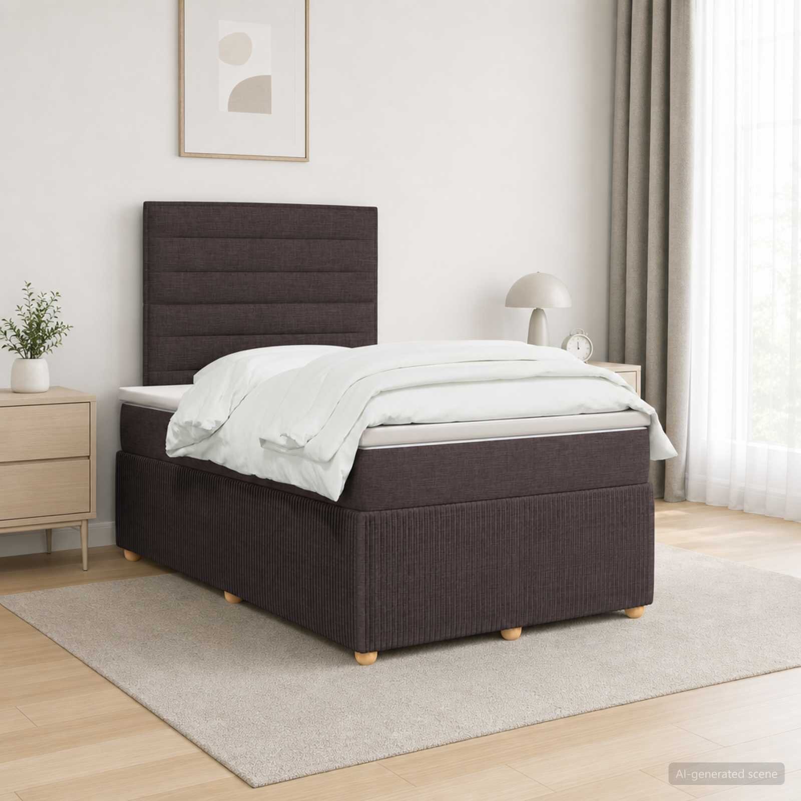 vidaXL Континентално легло с матрак Тъмен кафяв 120 x 200 cm Текстил