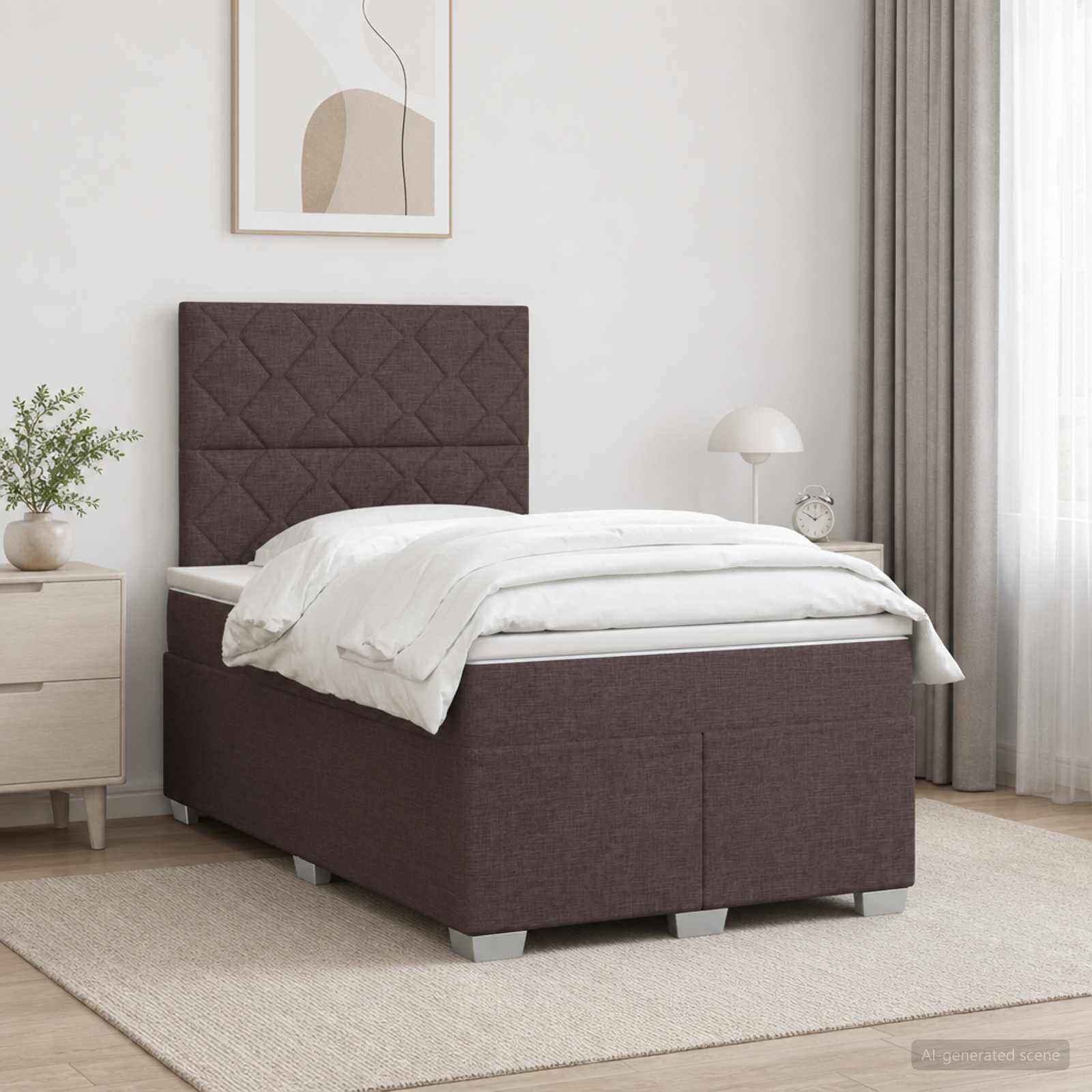 vidaXL Континентално легло с матрак Тъмен кафяв 120 x 200 cm Текстил