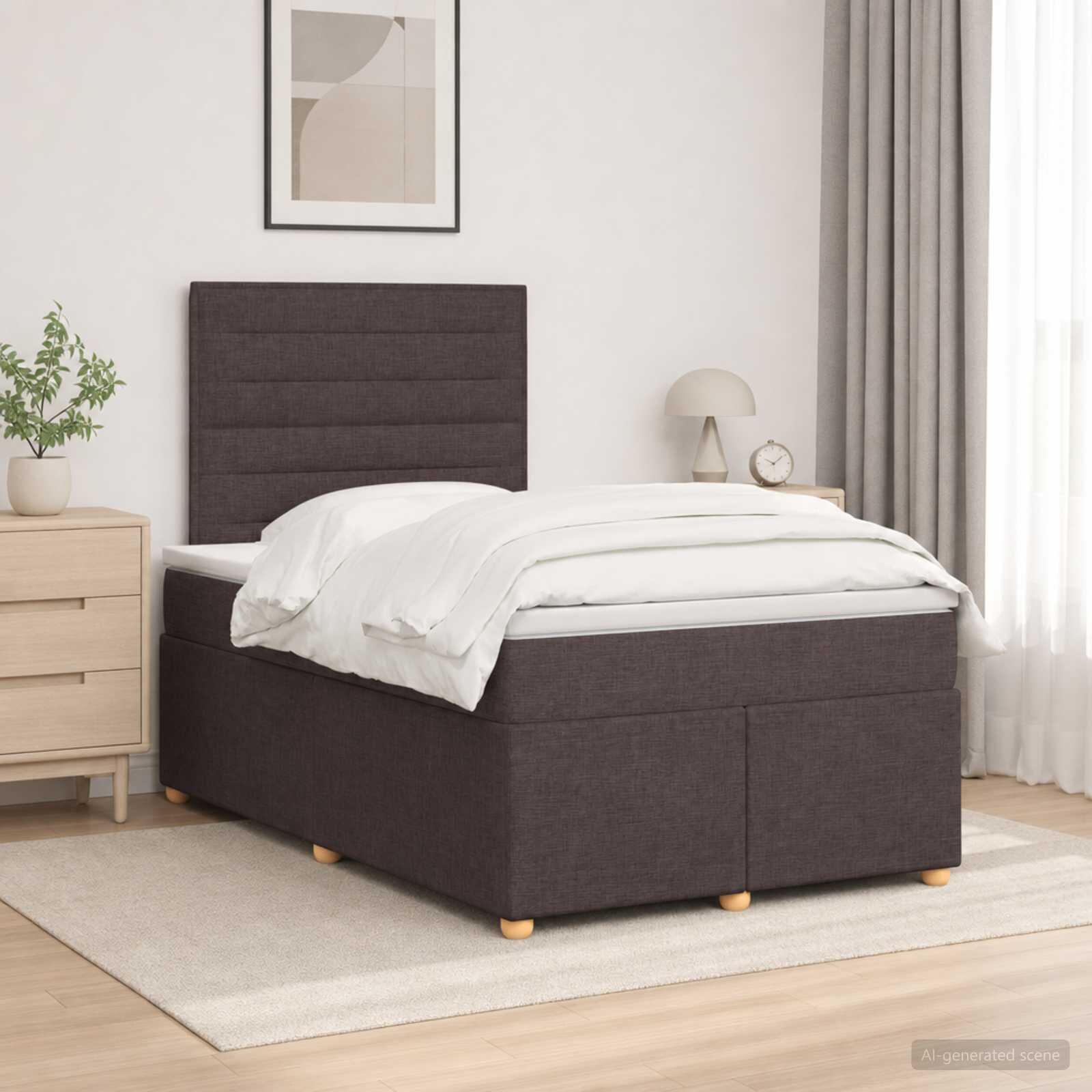vidaXL Континентално легло с матрак Тъмен кафяв 120 x 200 cm Текстил