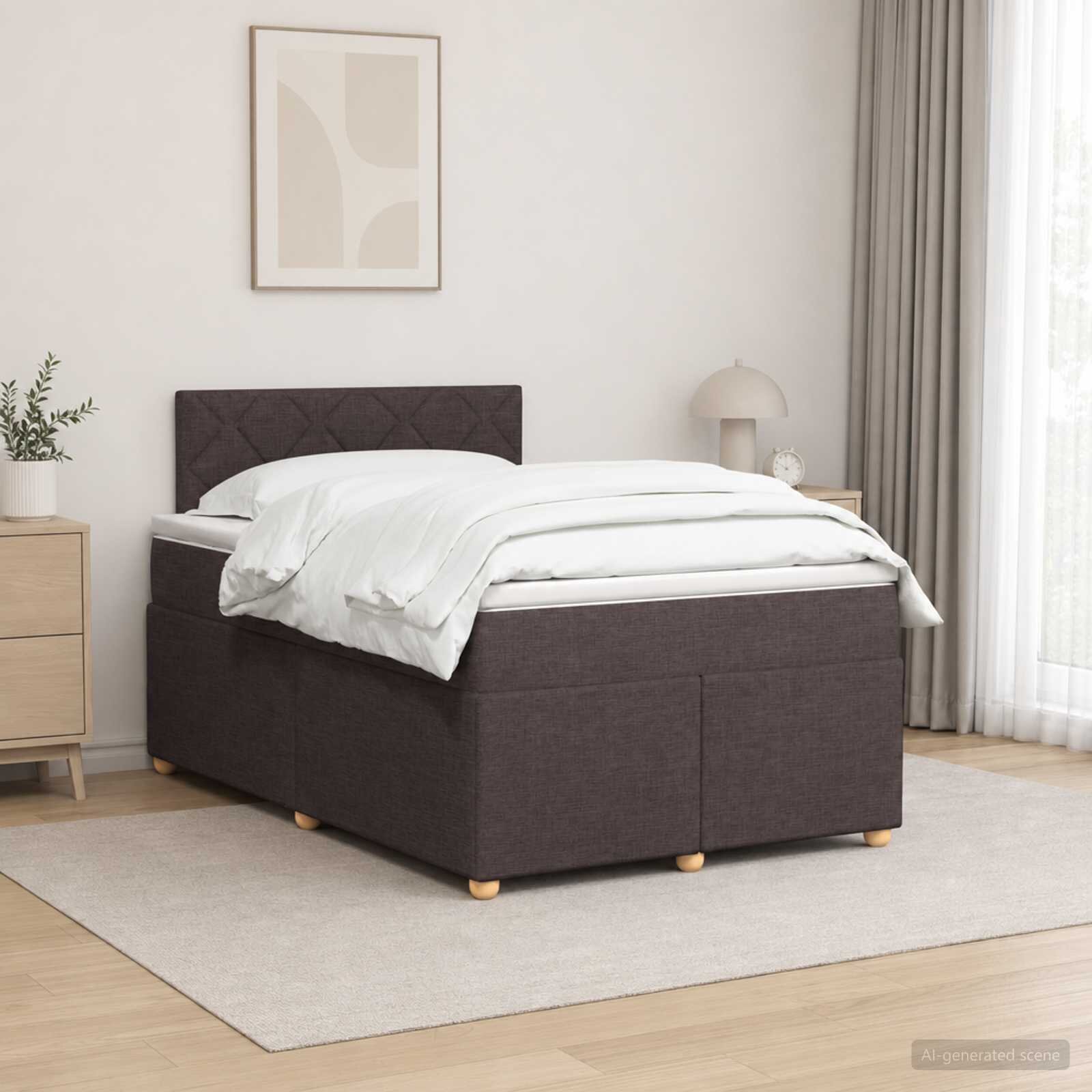 vidaXL Континентално легло с матрак Тъмен кафяв 120 x 200 cm Текстил