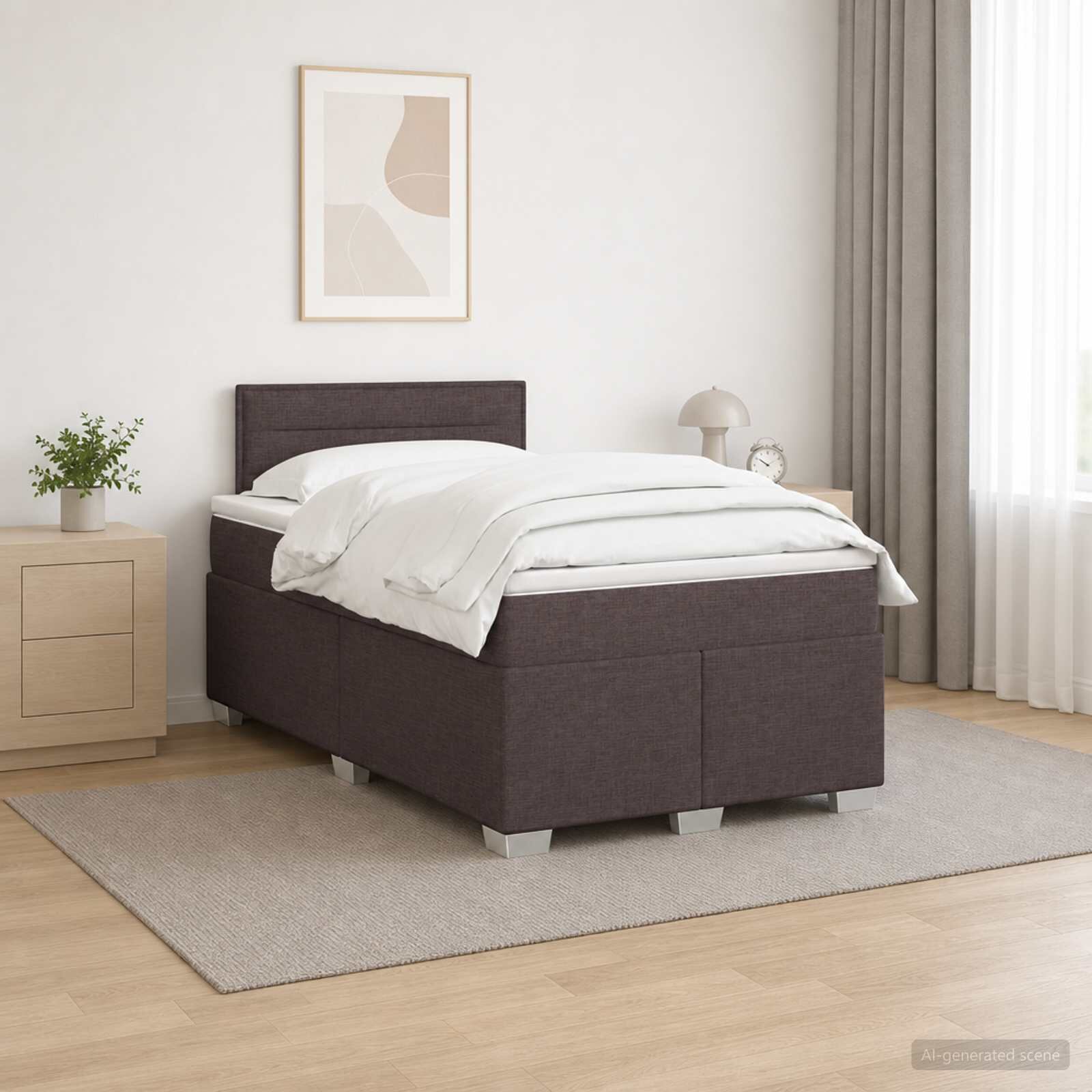 vidaXL Континентално легло с матрак Тъмен кафяв 120 x 200 cm Текстил