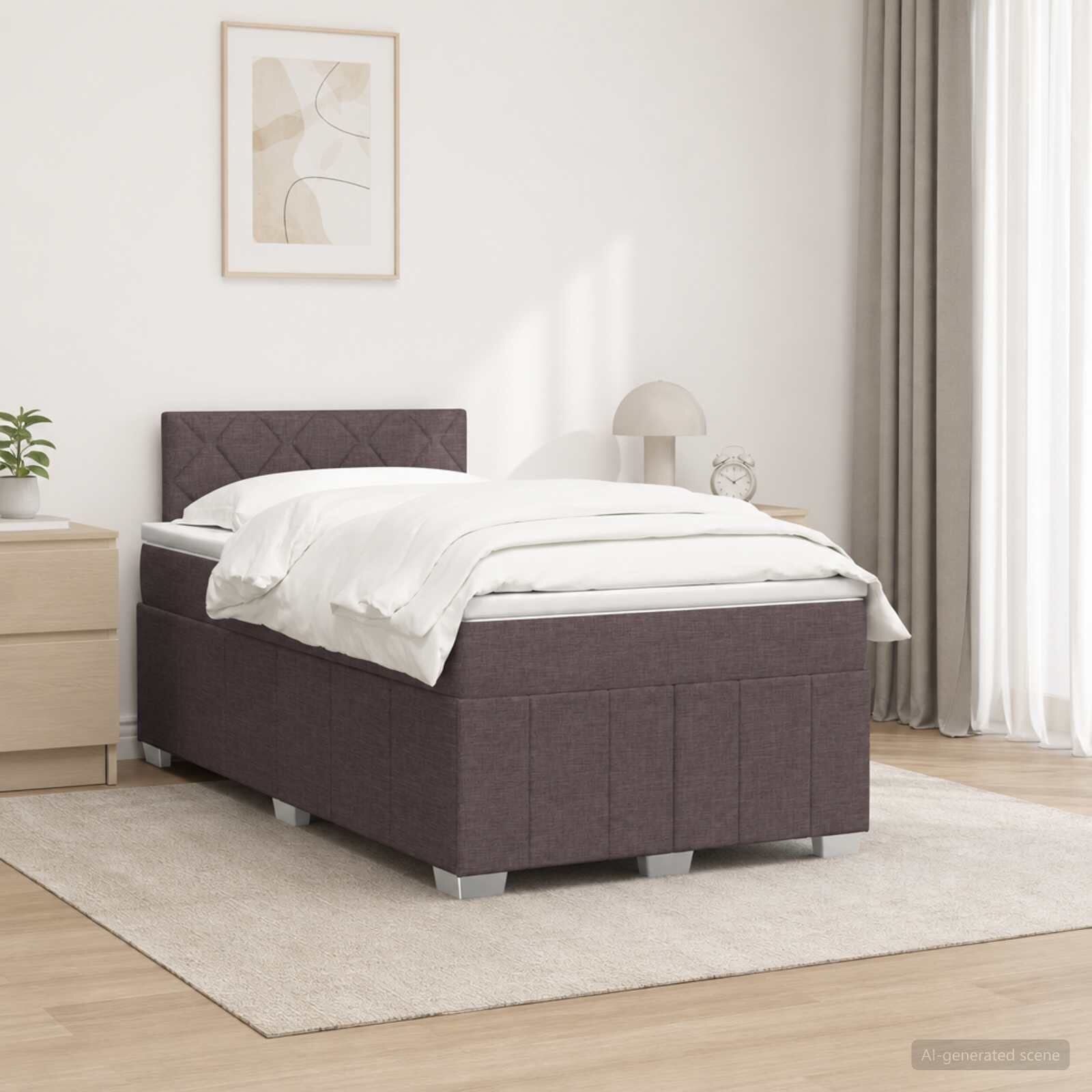 vidaXL Континентално легло с матрак Тъмен кафяв 120 x 200 cm Текстил