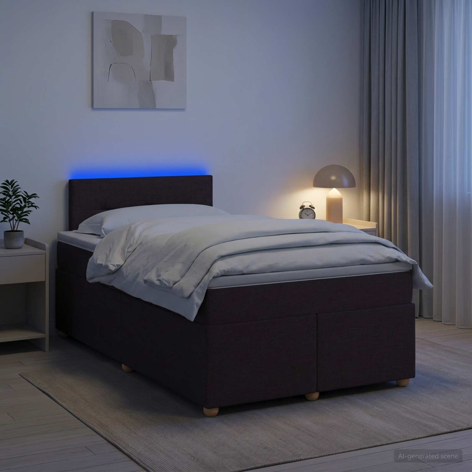 vidaXL Континентално легло с матрак Тъмен кафяв 120 x 200 cm Текстил