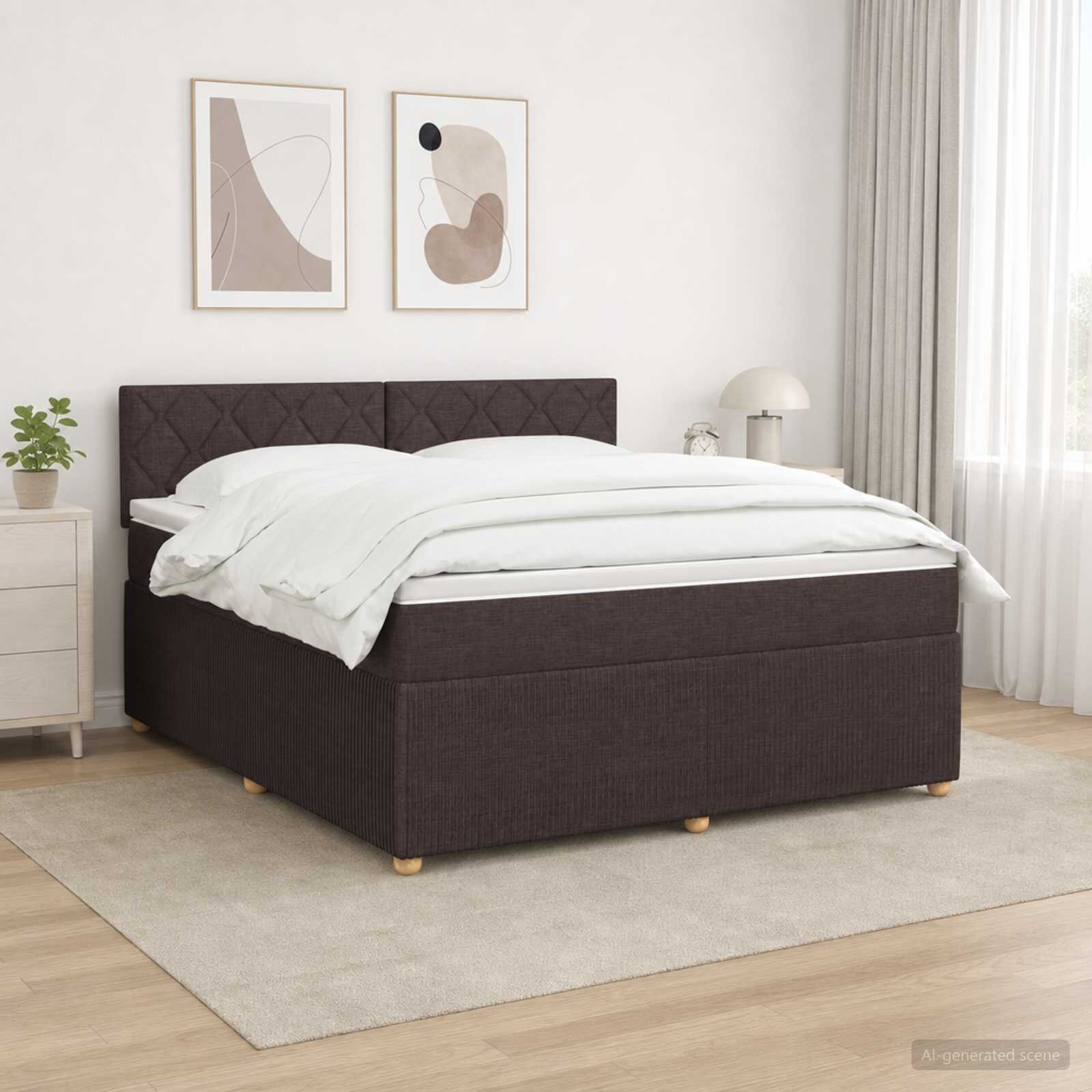 vidaXL Континентално легло с матрак Тъмен кафяв 140 x 190 cm Текстил