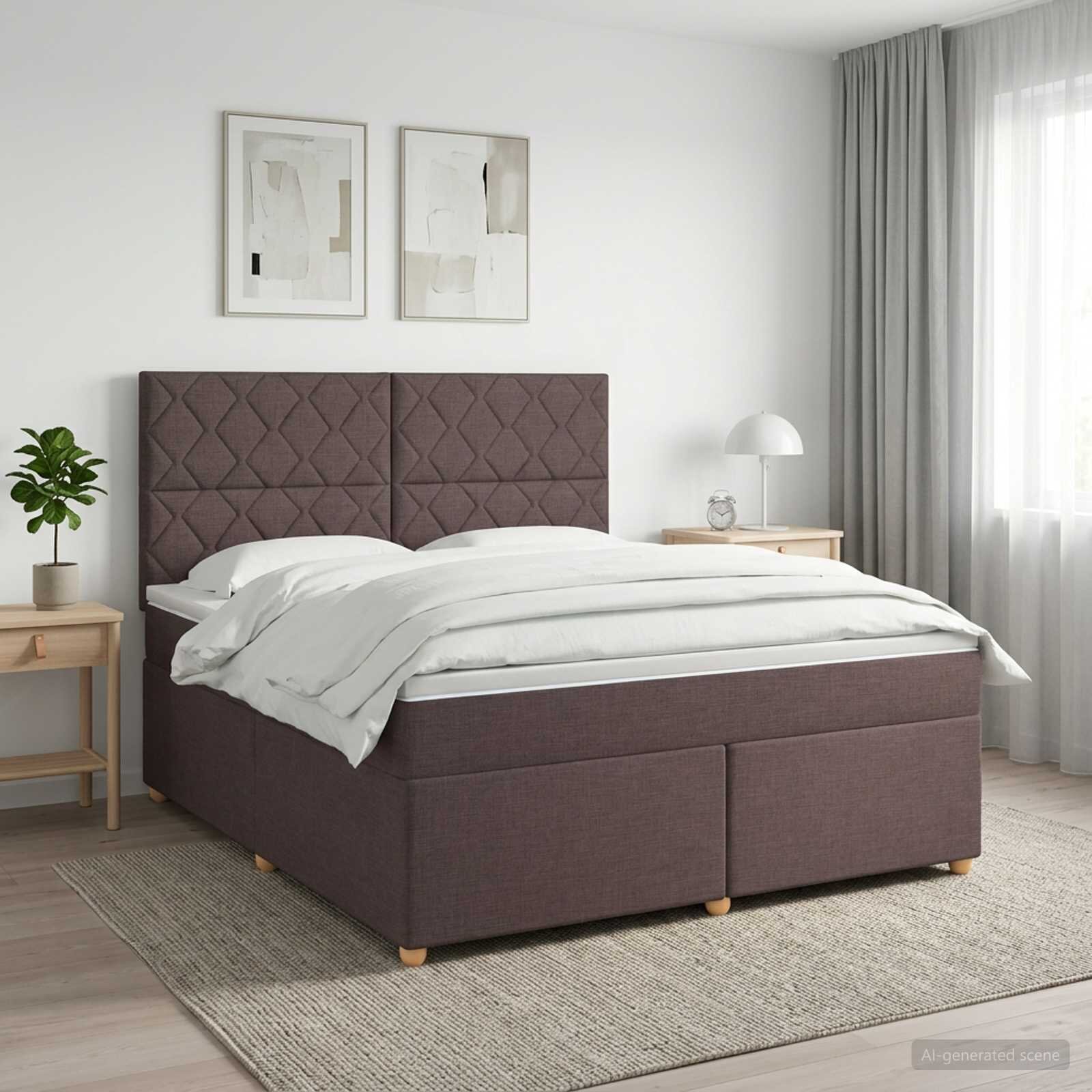 vidaXL Континентално легло с матрак Тъмен кафяв 140 x 190 cm Текстил