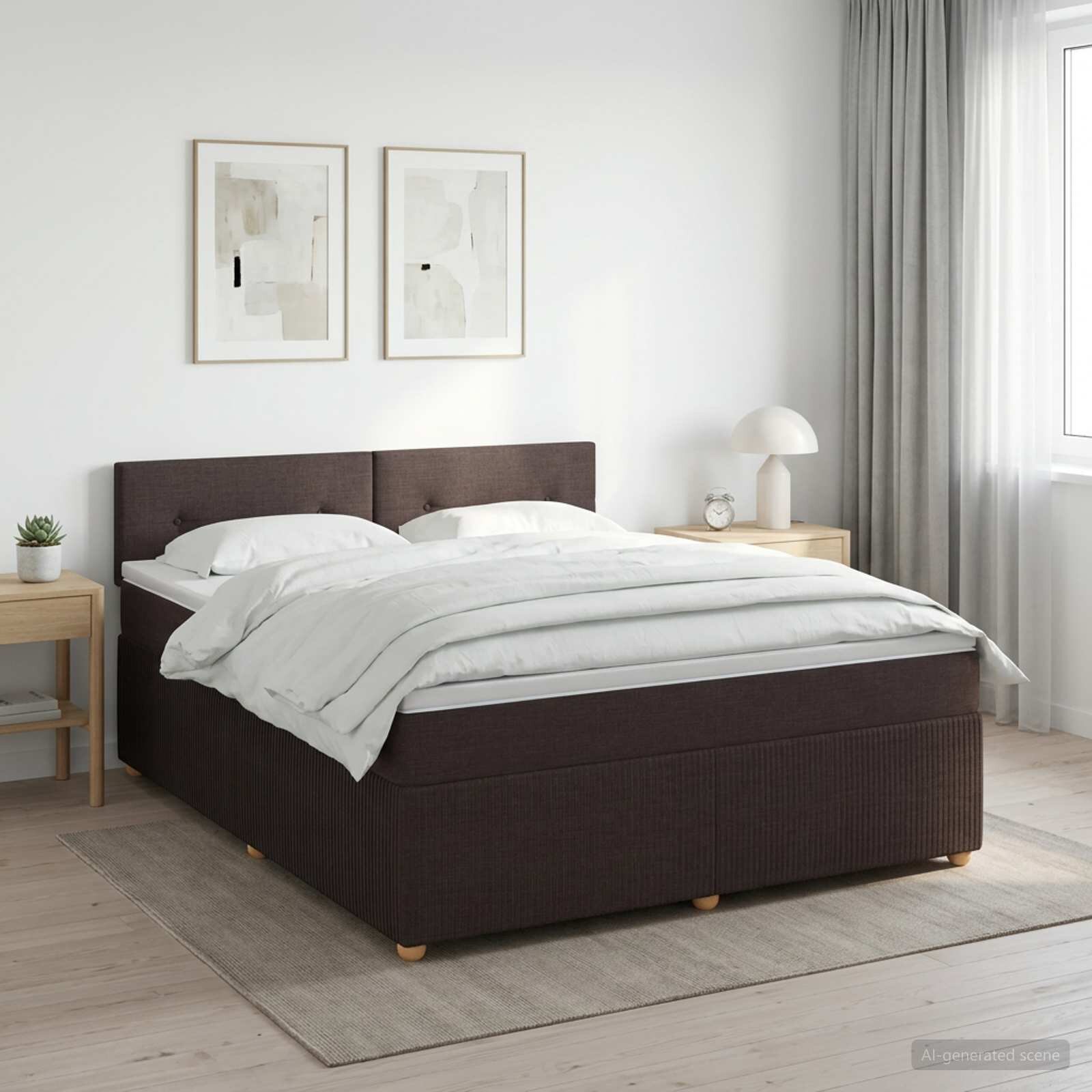 vidaXL Континентално легло с матрак Тъмен кафяв 140 x 190 cm Текстил