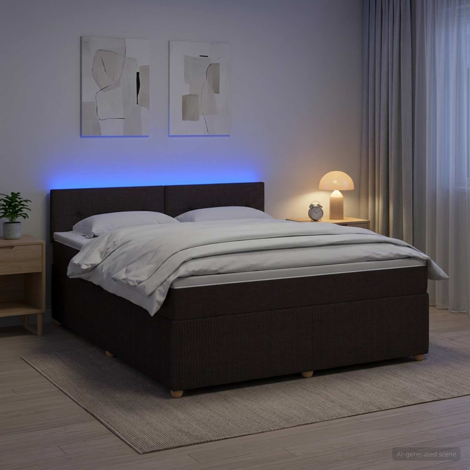 vidaXL Континентално легло с матрак Тъмен кафяв 140 x 190 cm Текстил