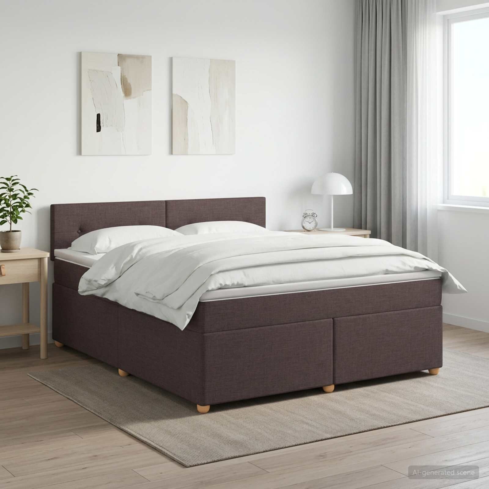 vidaXL Континентално легло с матрак Тъмен кафяв 140 x 200 cm Текстил