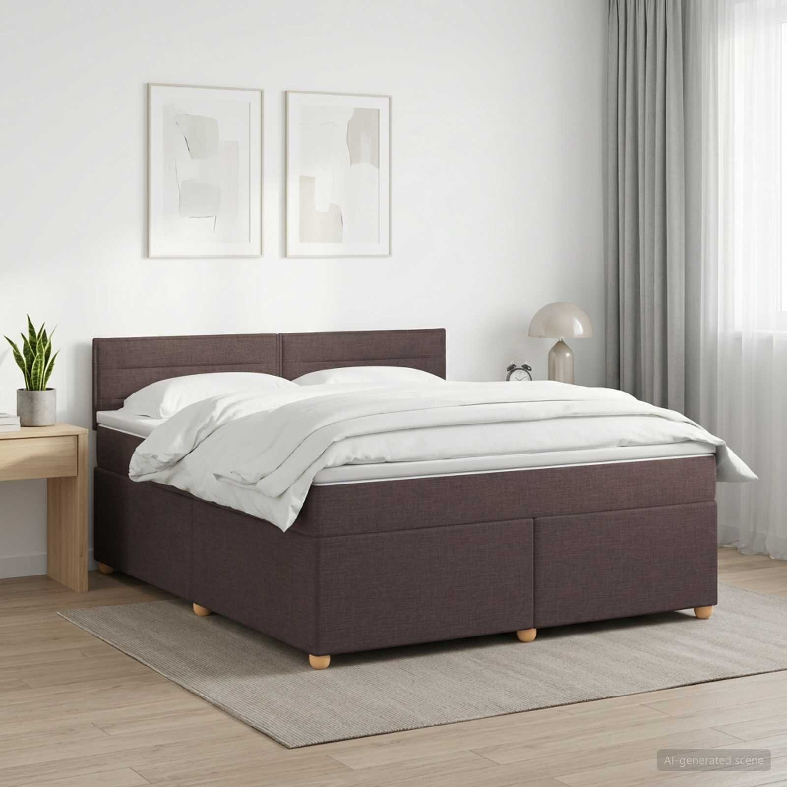 vidaXL Континентално легло с матрак Тъмен кафяв 140 x 200 cm Текстил