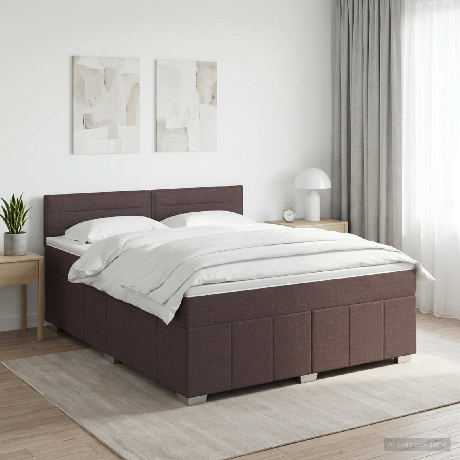 vidaXL Континентално легло с матрак Тъмен кафяв 140 x 200 cm Текстил