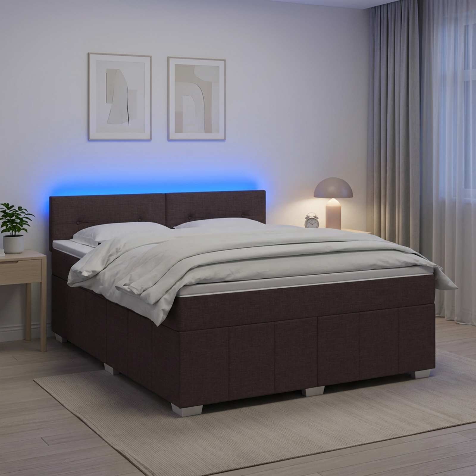 vidaXL Континентално легло с матрак Тъмен кафяв 140 x 200 cm Текстил