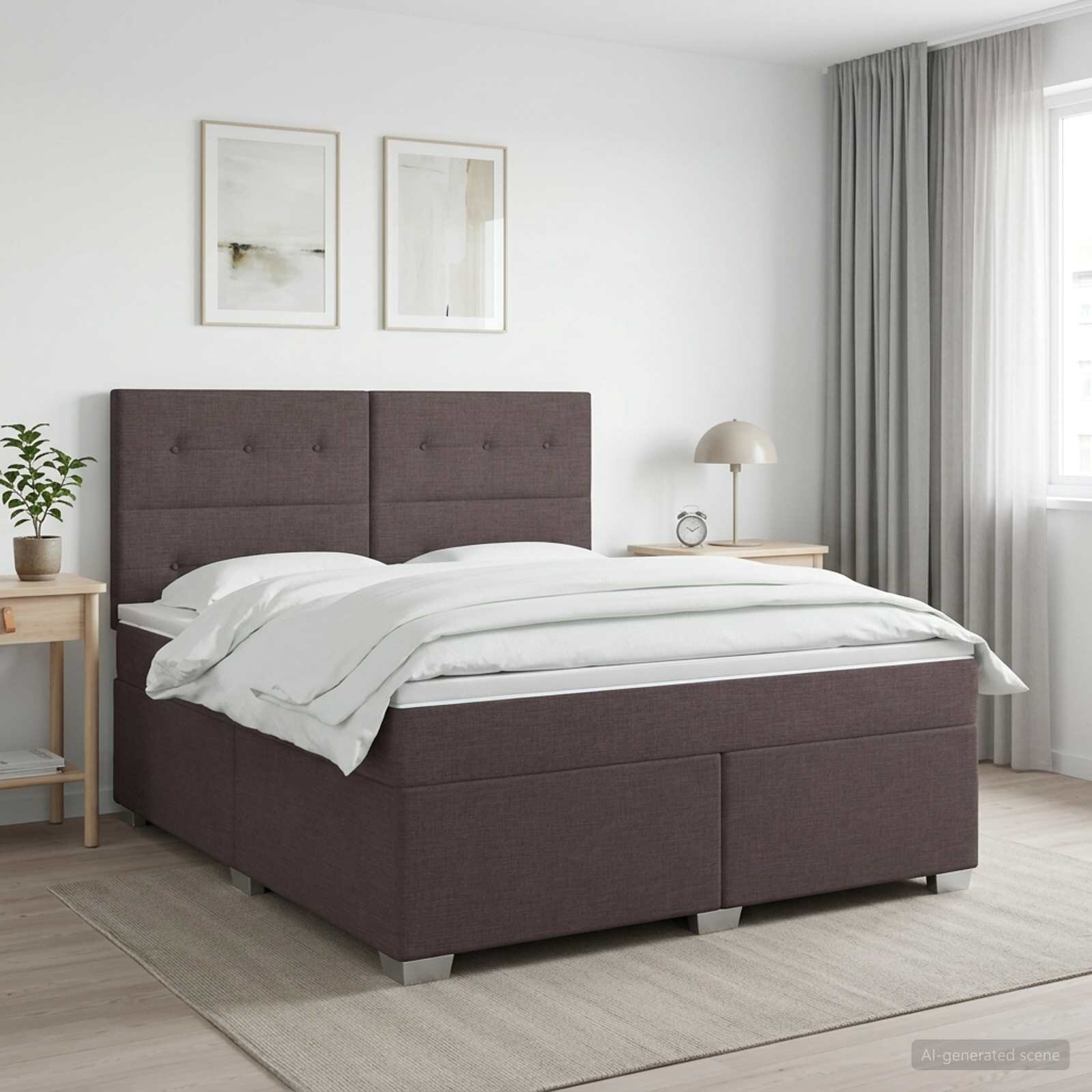vidaXL Континентално легло с матрак Тъмен кафяв 140 x 200 cm Текстил