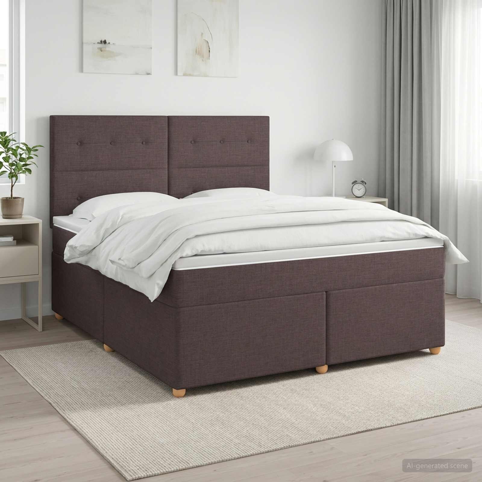 vidaXL Континентално легло с матрак Тъмен кафяв 140 x 200 cm Текстил