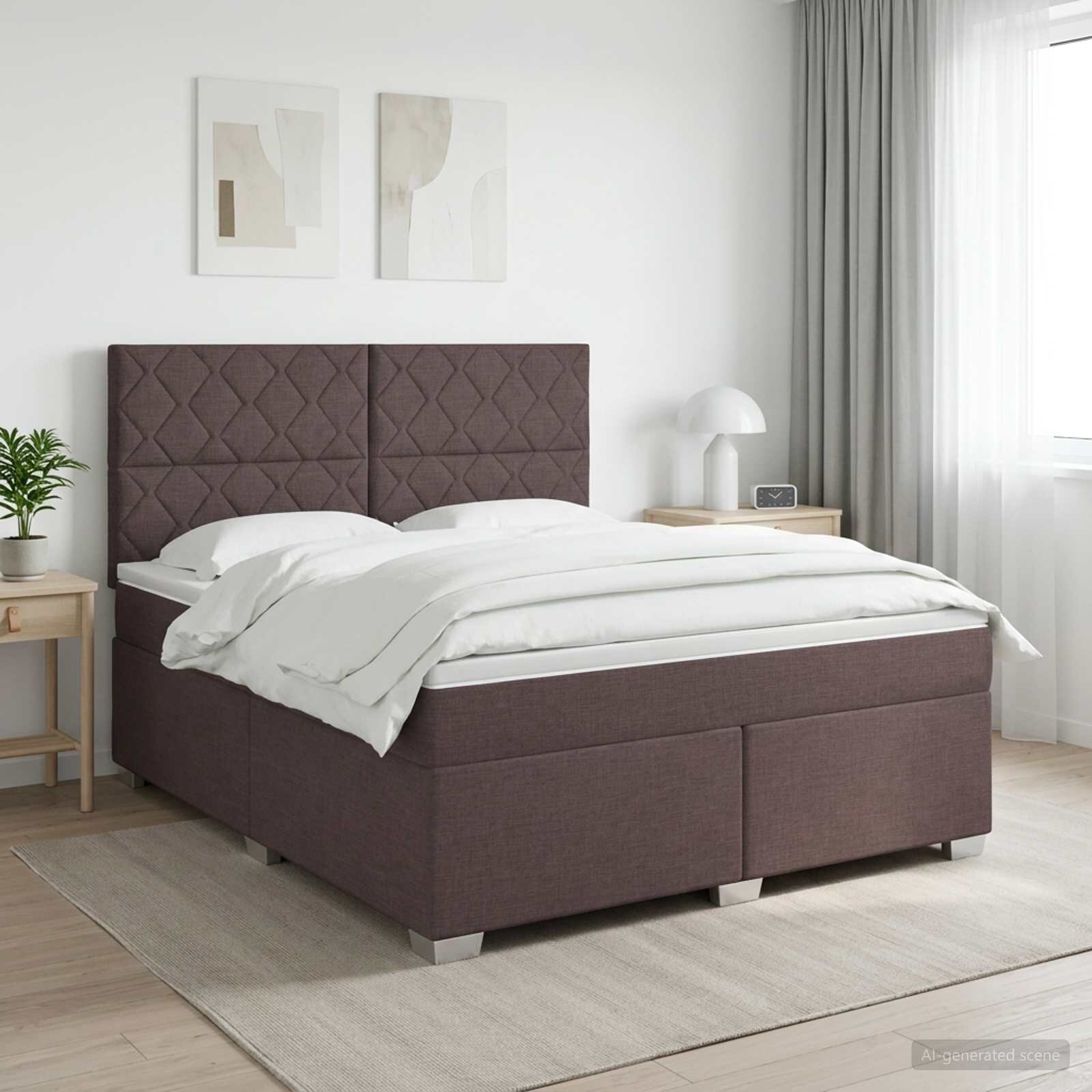 vidaXL Континентално легло с матрак Тъмен кафяв 160 x 200 cm Текстил