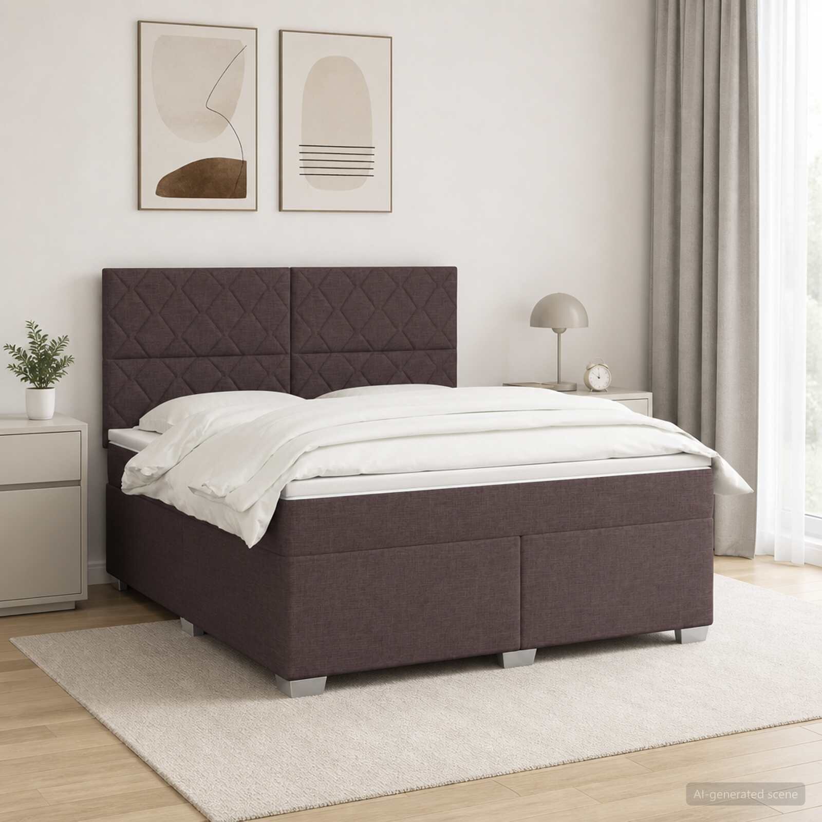 vidaXL Континентално легло с матрак Тъмен кафяв 160 x 200 cm Текстил