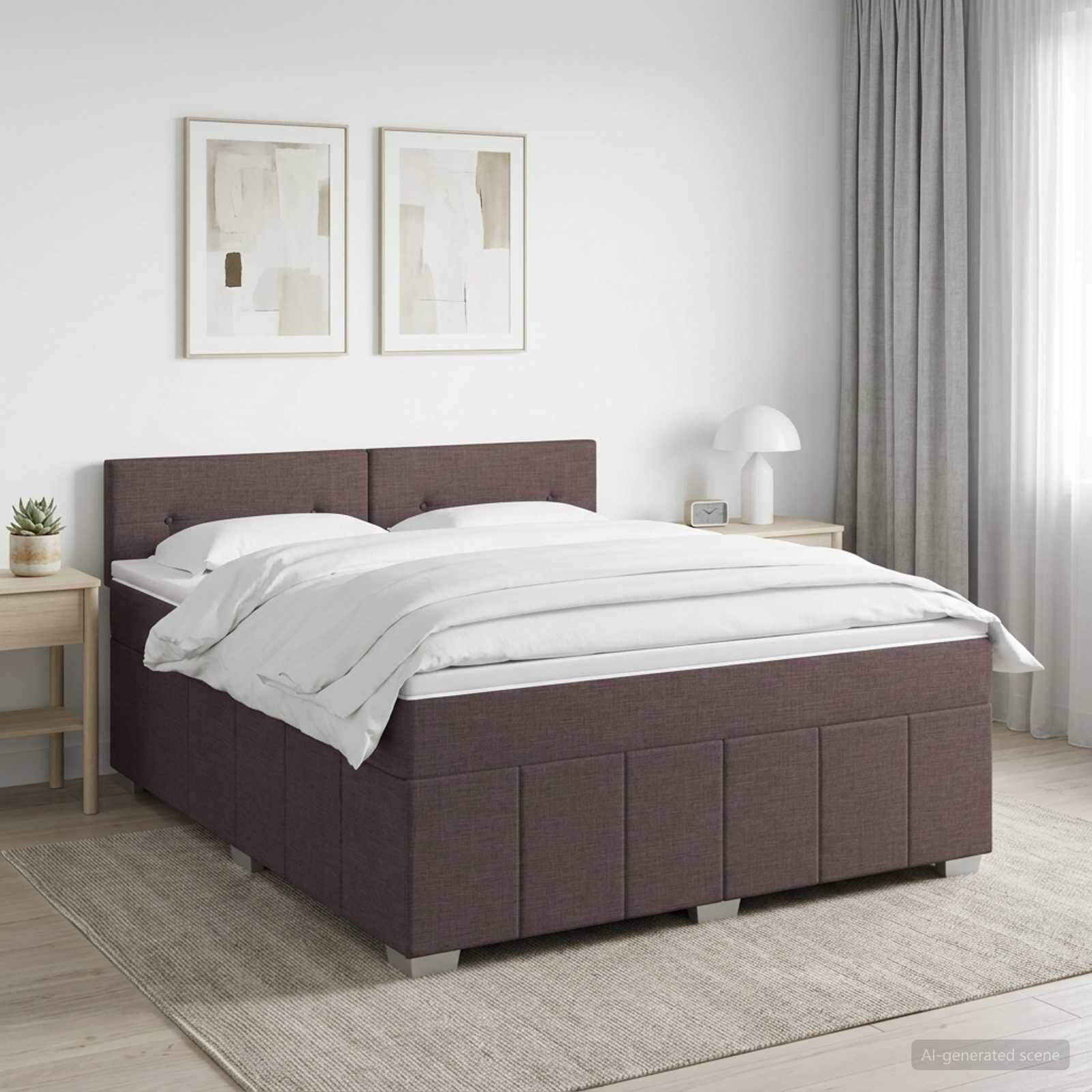 vidaXL Континентално легло с матрак Тъмен кафяв 160 x 200 cm Текстил