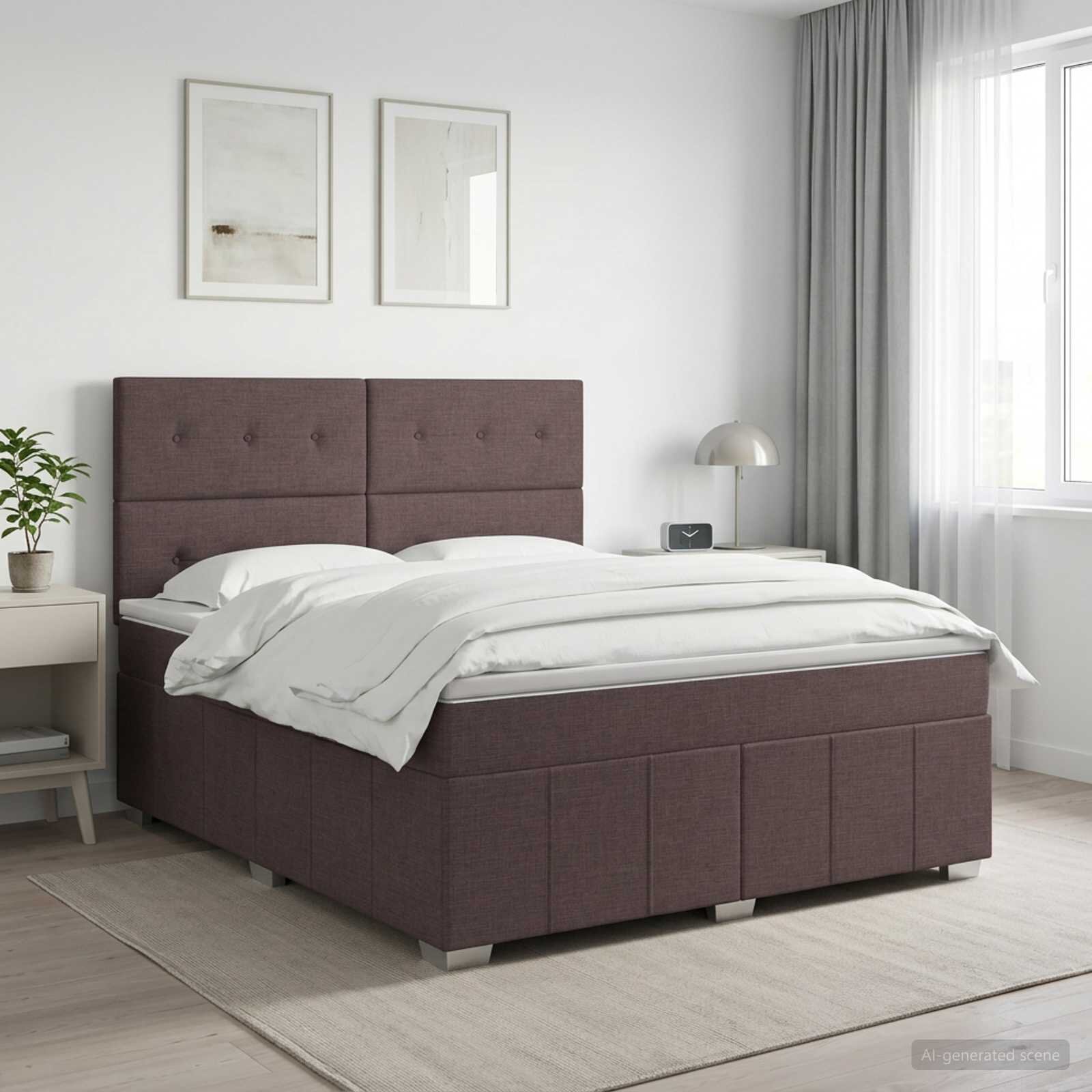 vidaXL Континентално легло с матрак Тъмен кафяв 160 x 200 cm Текстил