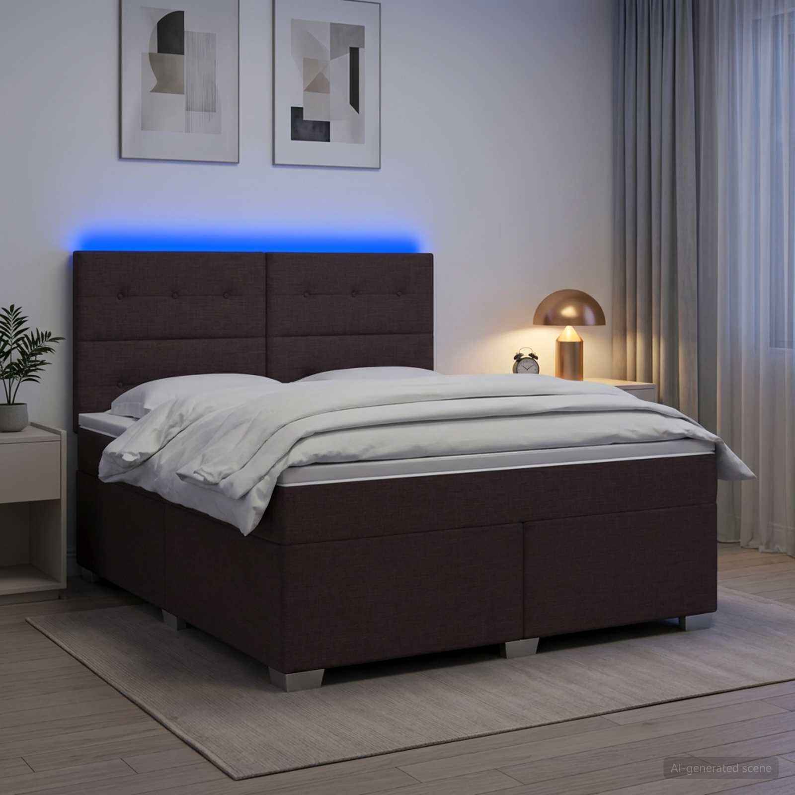 vidaXL Континентално легло с матрак Тъмен кафяв 160 x 200 cm Текстил
