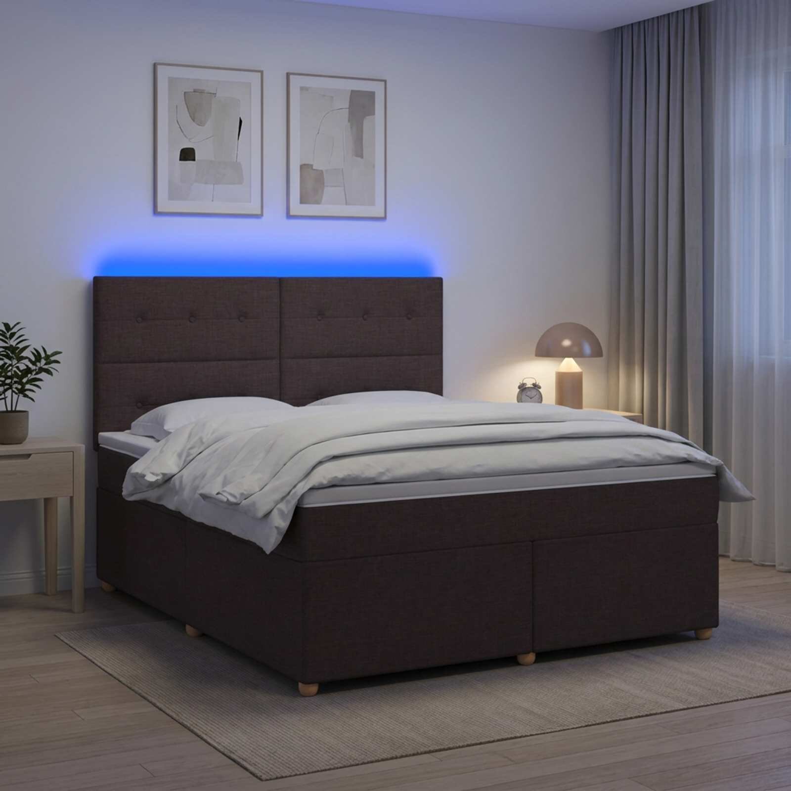 vidaXL Континентално легло с матрак Тъмен кафяв 160 x 200 cm Текстил