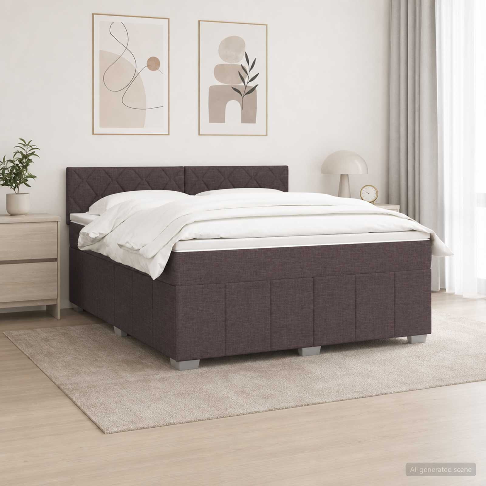 vidaXL Континентално легло с матрак Тъмен кафяв 180 x 200 cm Текстил
