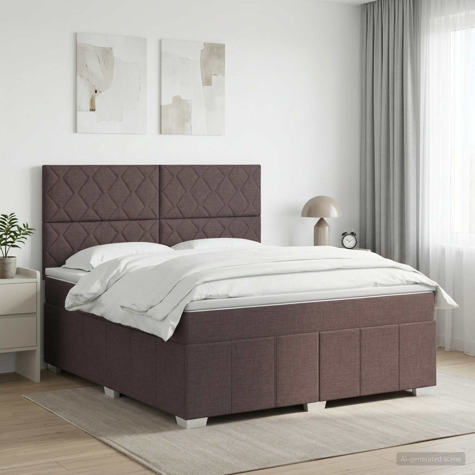 vidaXL Континентално легло с матрак Тъмен кафяв 180 x 200 cm Текстил