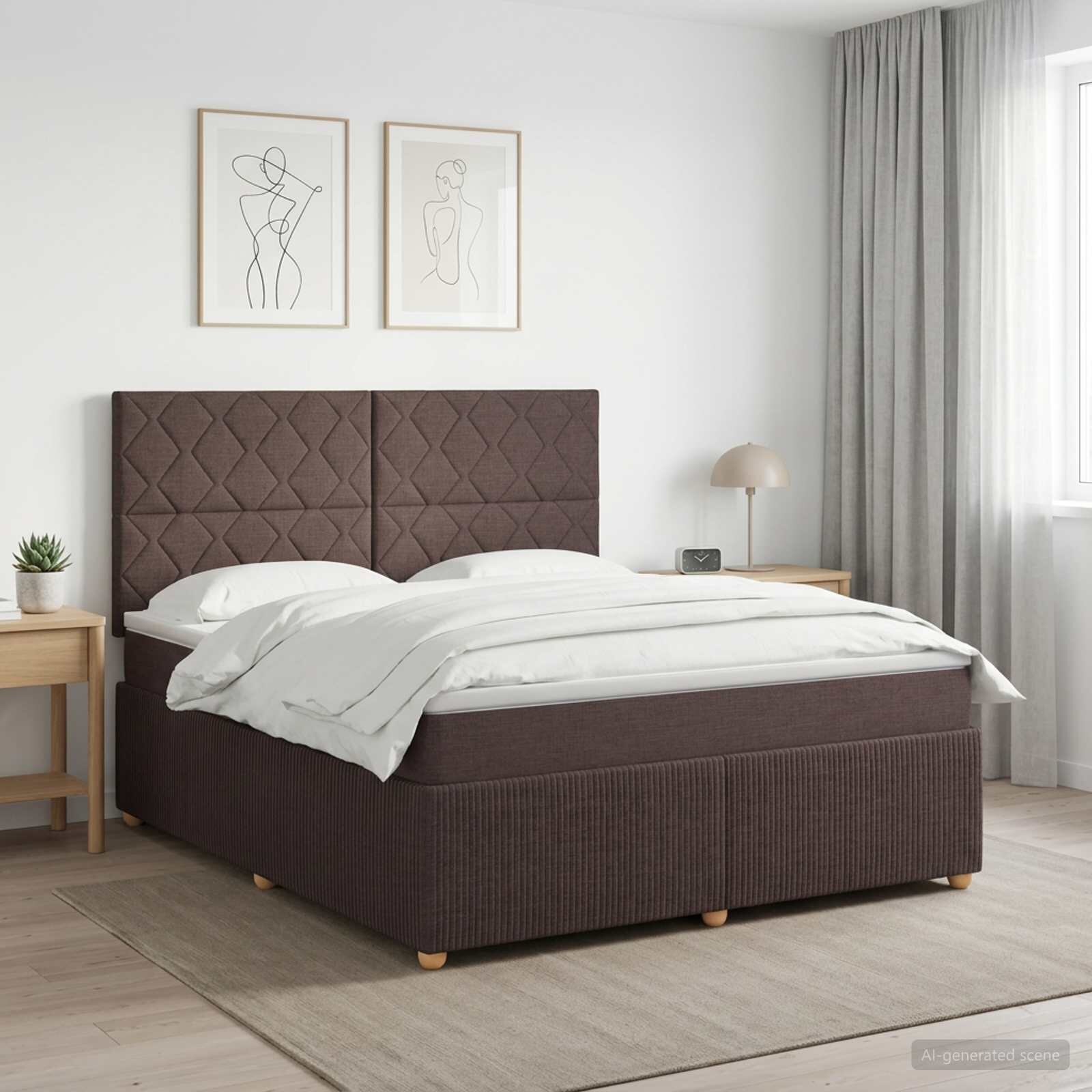 vidaXL Континентално легло с матрак Тъмен кафяв 180 x 200 cm Текстил