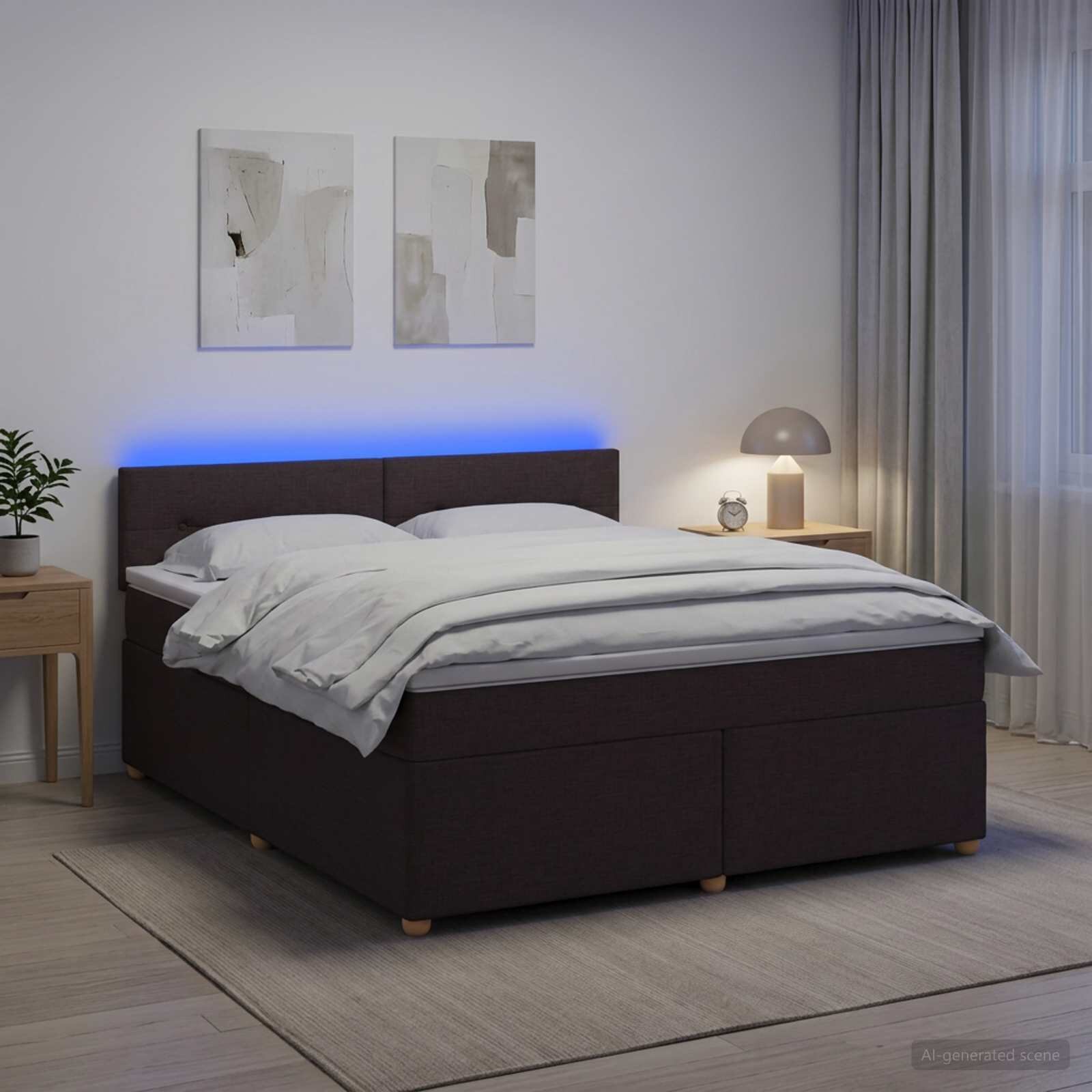 vidaXL Континентално легло с матрак Тъмен кафяв 180 x 200 cm Текстил