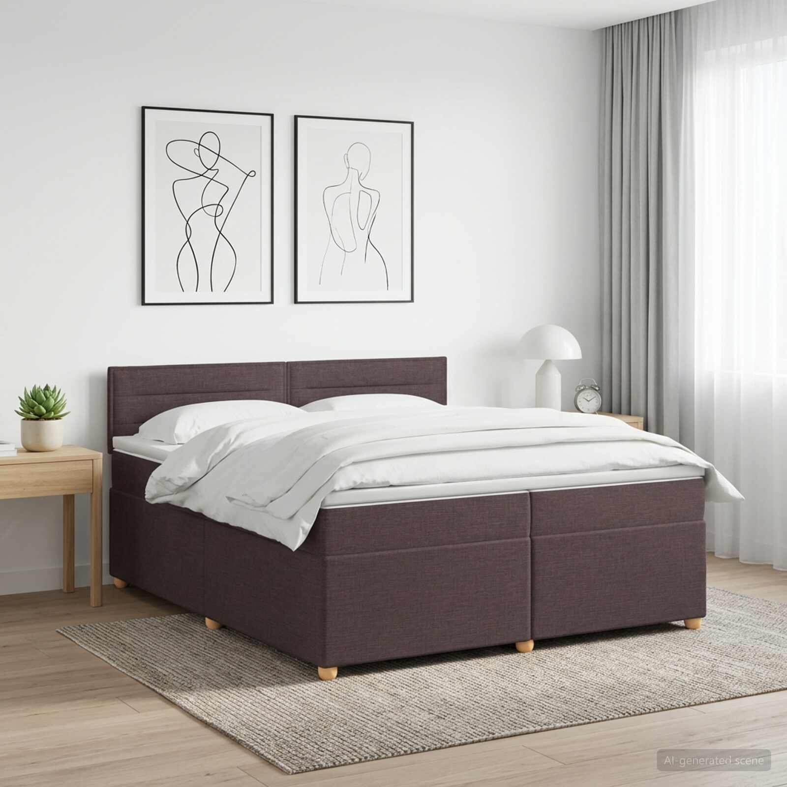 vidaXL Континентално легло с матрак Тъмен кафяв 200 x 200 cm Текстил