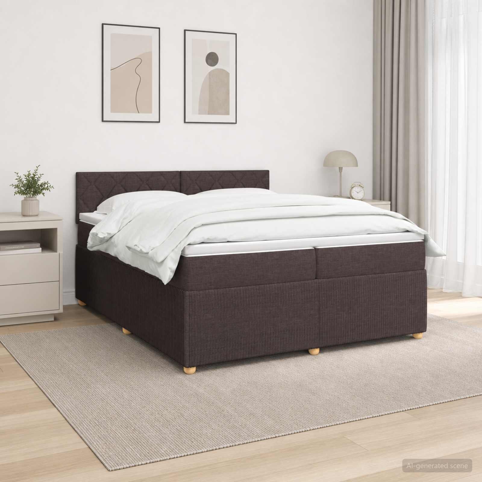 vidaXL Континентално легло с матрак Тъмен кафяв 200 x 200 cm Текстил