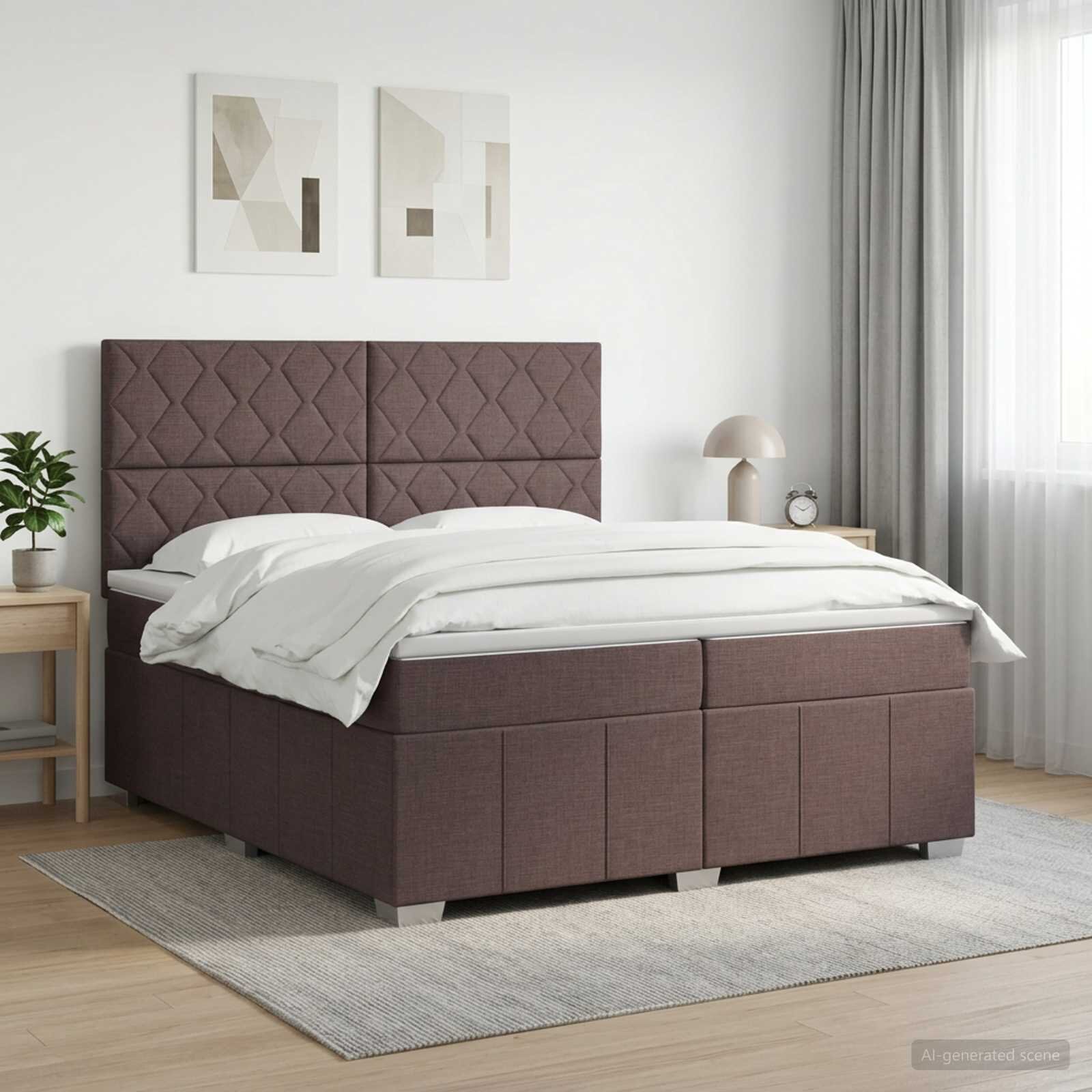 vidaXL Континентално легло с матрак Тъмен кафяв 200 x 200 cm Текстил